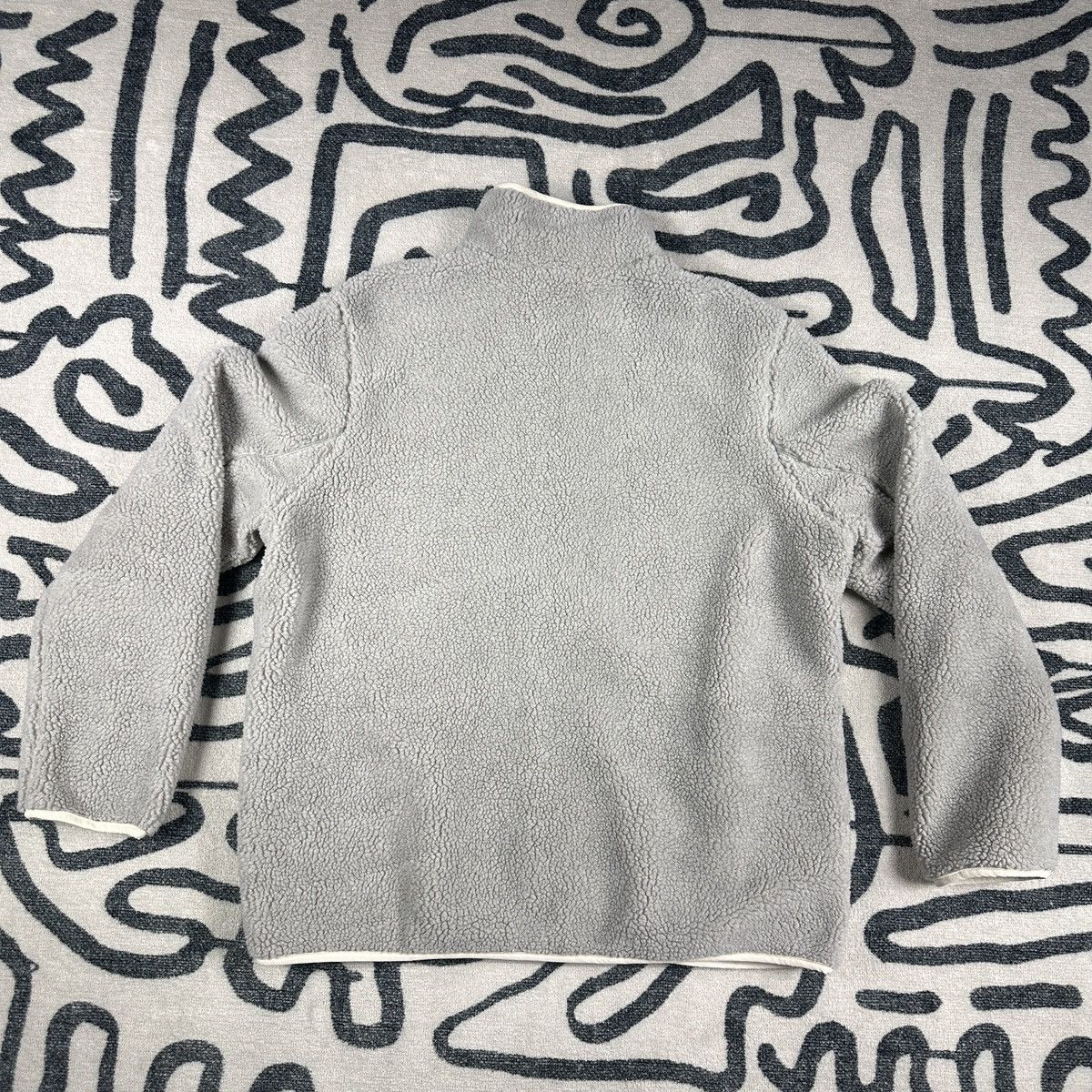 Asos Asos Design Face Design White and Grey Fleece Jacket Size L Size US L / EU 52-54 / 3 - 5 Thumbnail