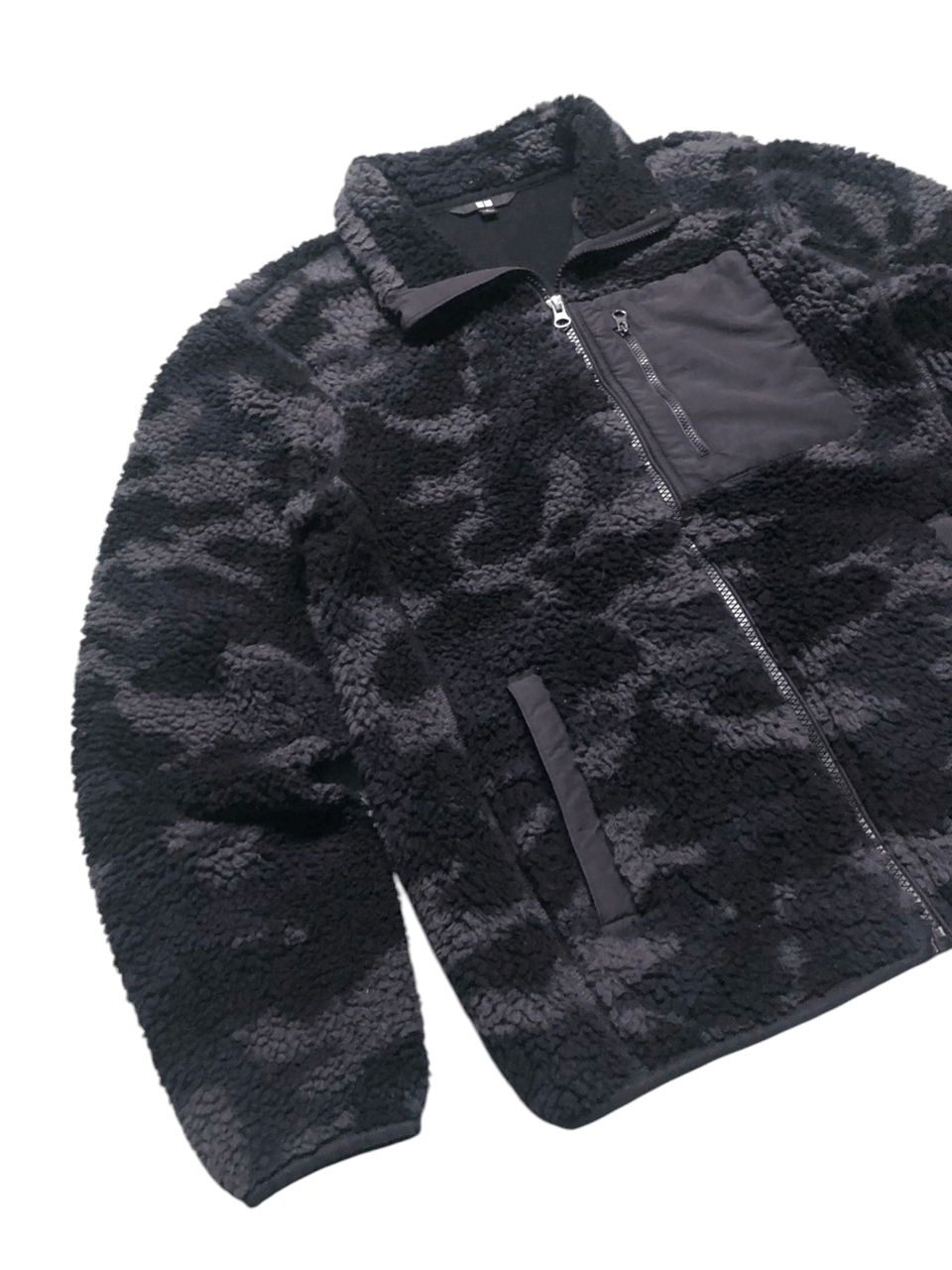 Japanese Brand × Lemaire × Uniqlo Uniqlo Deep Pile Fleece Zipper Jacket Black Camouflage Size US S / EU 44-46 / 1 - 6 Thumbnail