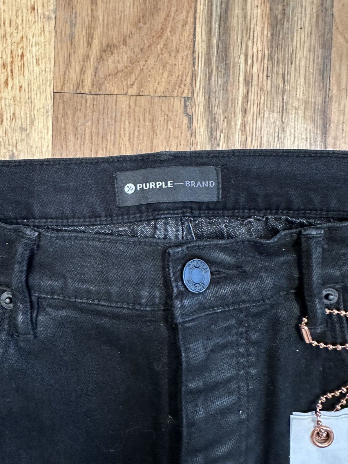 Purple Brand Purple Brand Plain Black Waxed Denim Jeans Size 33 Size US 33 - 3 Thumbnail