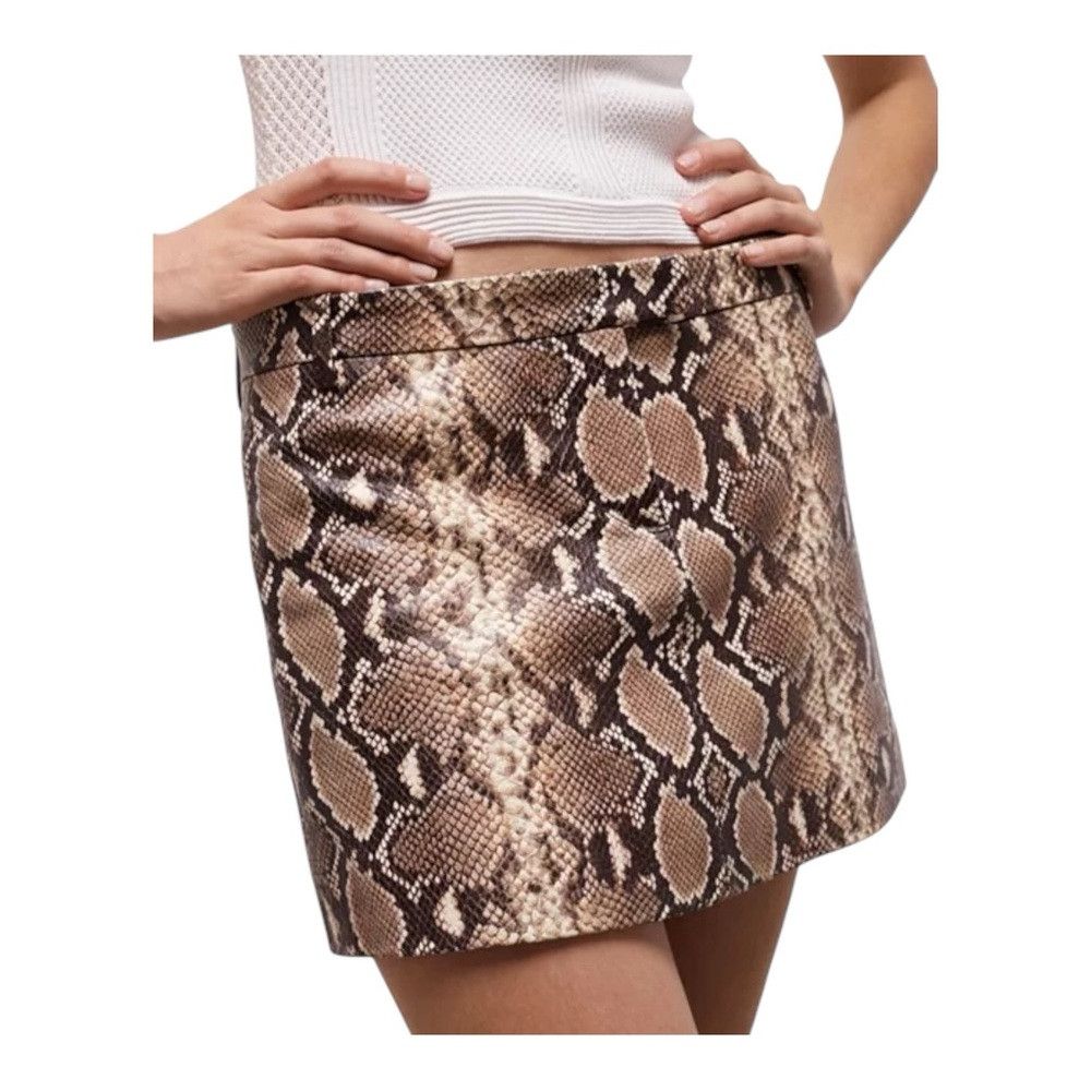 The Kooples Python Print Leather Mini Skirt – NWT Size FR 2