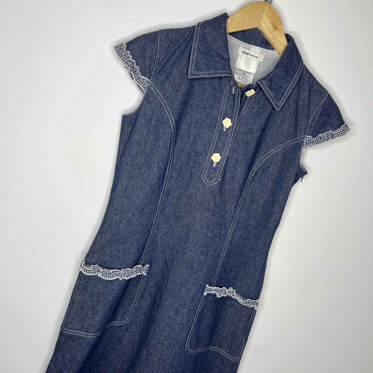 Designer × Japanese Brand René International Mini Denim Dress Uniform Preppy Style Size XS / US 0-2 / IT 36-38 - 3 Thumbnail