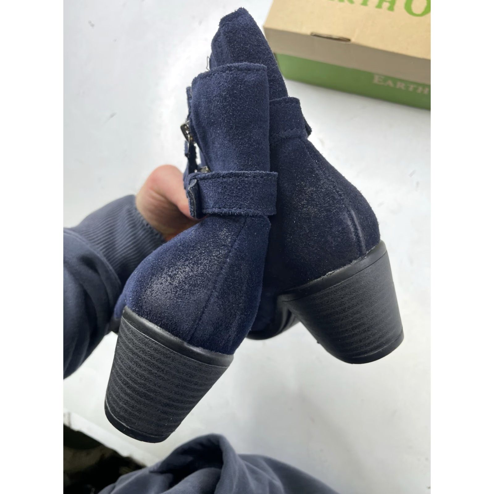 Vintage Earth Origins Tori Women's Bootie Navy Blue Suede Ankle Water Resistant 10W Wide Size US 10 / IT 40 - 4 Thumbnail