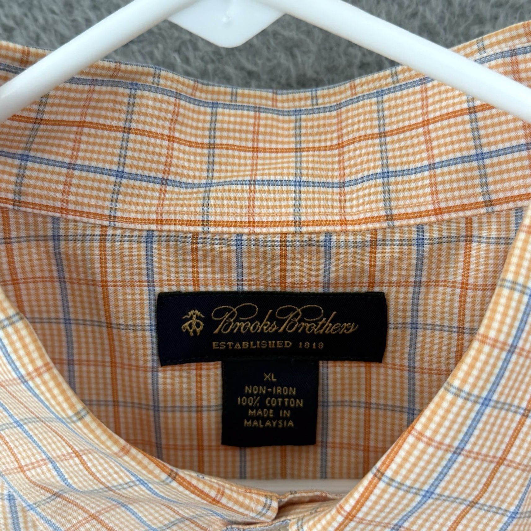 Brooks Brothers Brooks Brothers Shirt Mens 2XL Orange Check Long Sleeve Dress Shirt Size US XXL / EU 58 / 5 - 6 Thumbnail