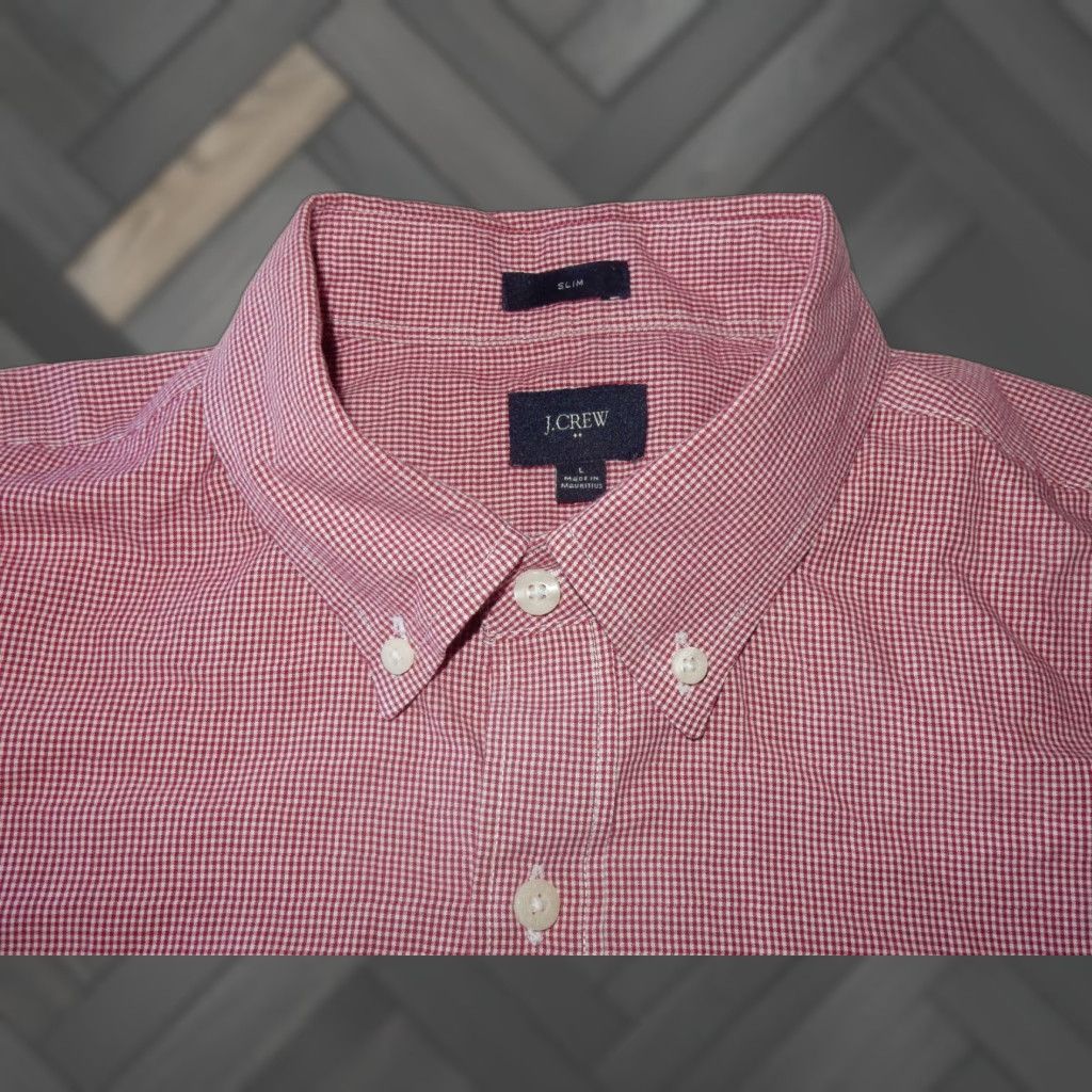 J.Crew VINTAGE J.CREW Button-Up Shirt Adult Large Slim Red Check Long Sleeve Mens Size US L / EU 52-54 / 3 - 1 Thumbnail