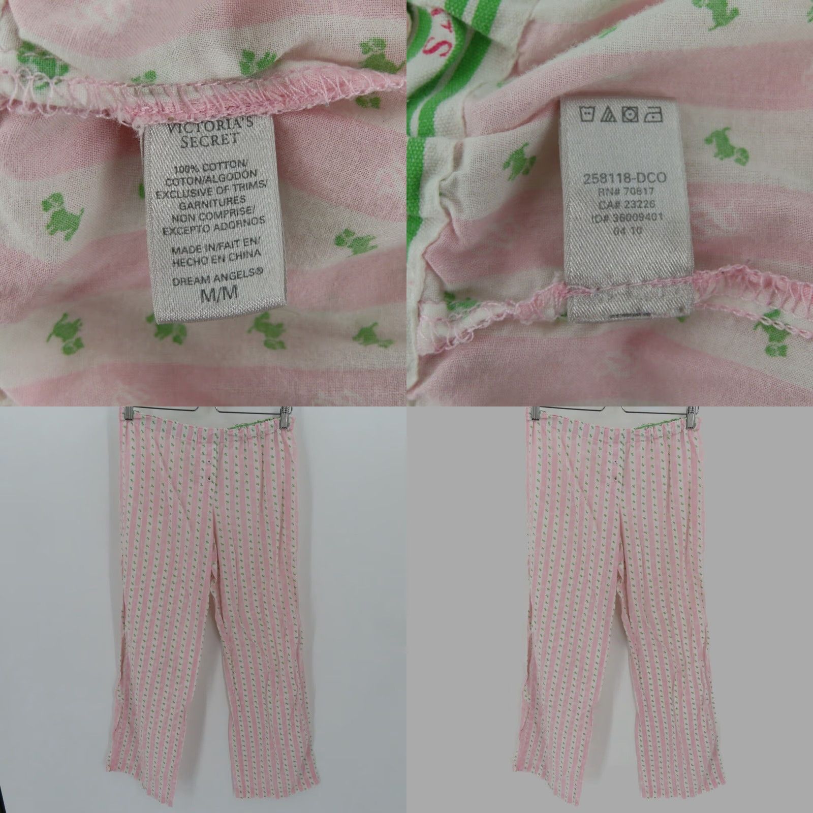 Victoria's Secret Victoria's Secret Pajama Pants Women M Striped Pink Green White Dog Print Cotton Lounge Pull On Size 32" / US 10 / IT 46 - 8 Thumbnail