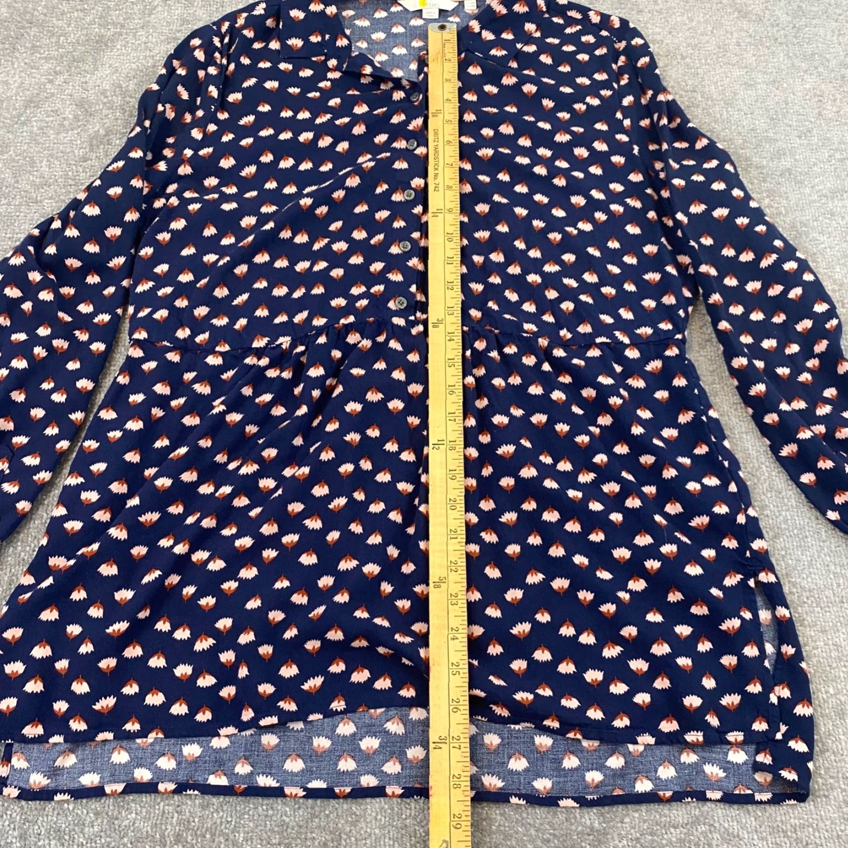 Boden Boden Mini Dress Womens US 14R Navy Blue Floral Long Sleeve Viscose Button Short Size XL / US 12-14 / IT 48-50 - 4 Thumbnail