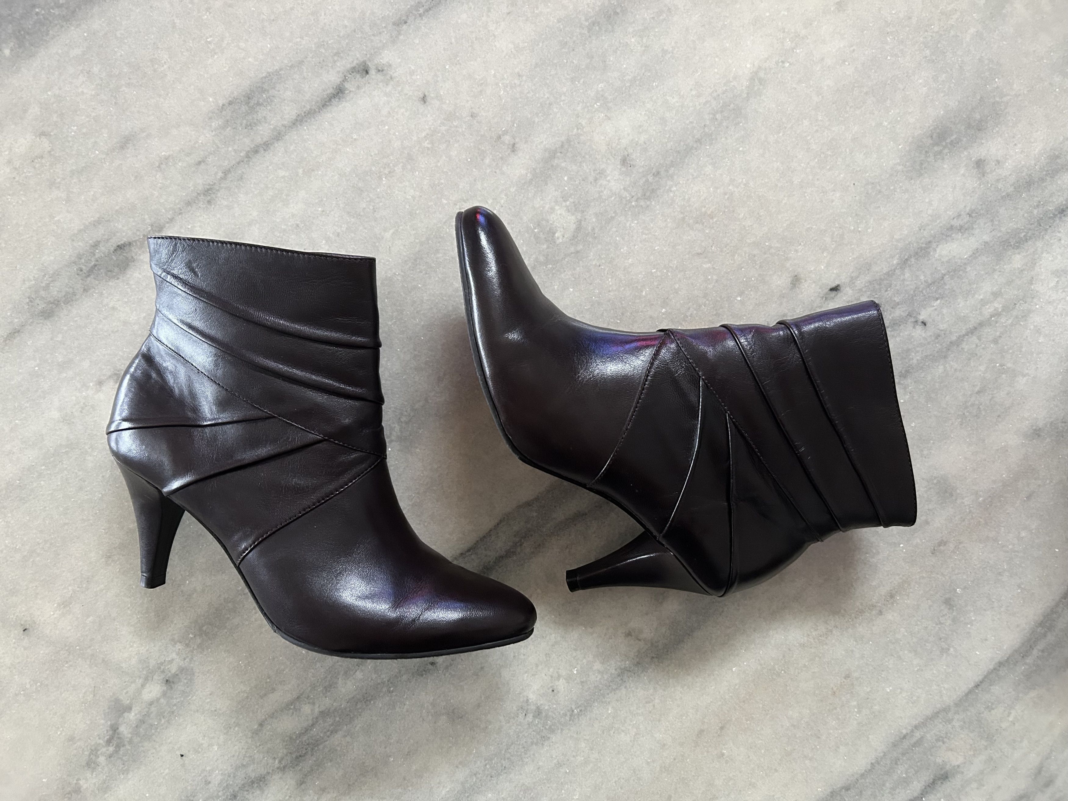 Other Antonio Melani Dark Brown Leather Ankle Booties 7.5 Heels Size US 7.5 / IT 37.5 - 7 Thumbnail