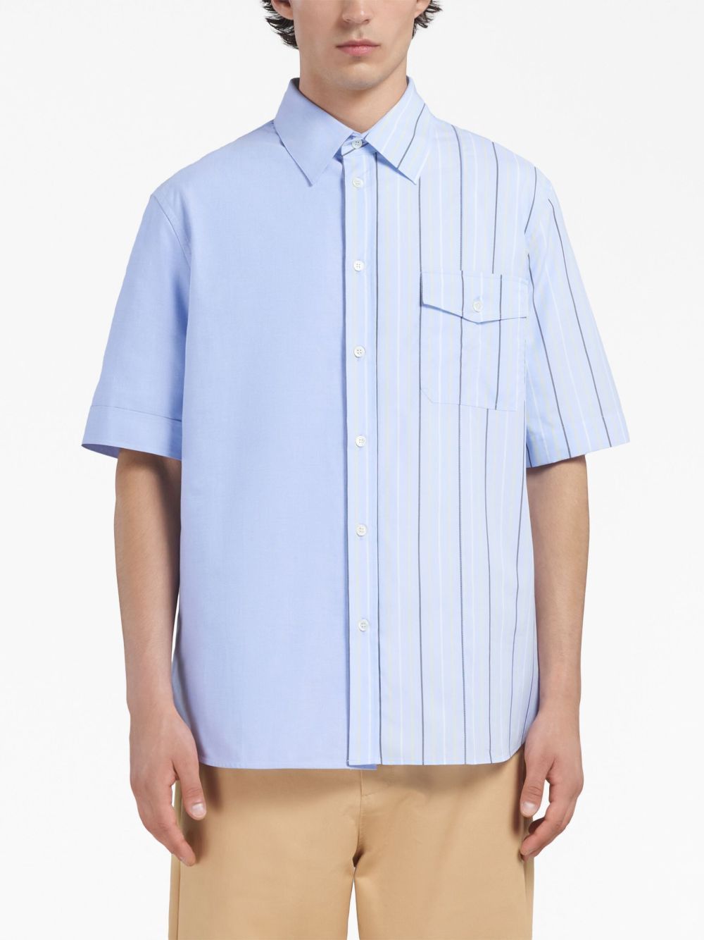 Marni o1w1db10125 Colour-Block Striped Cotton Shirt in Multicolor Size US S / EU 44-46 / 1 - 4 Thumbnail