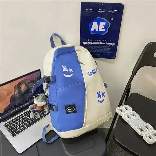 High Sport × Japanese Brand Bag Fashion punk Blue White smile backpack aesthetic Size ONE SIZE - 2 Thumbnail