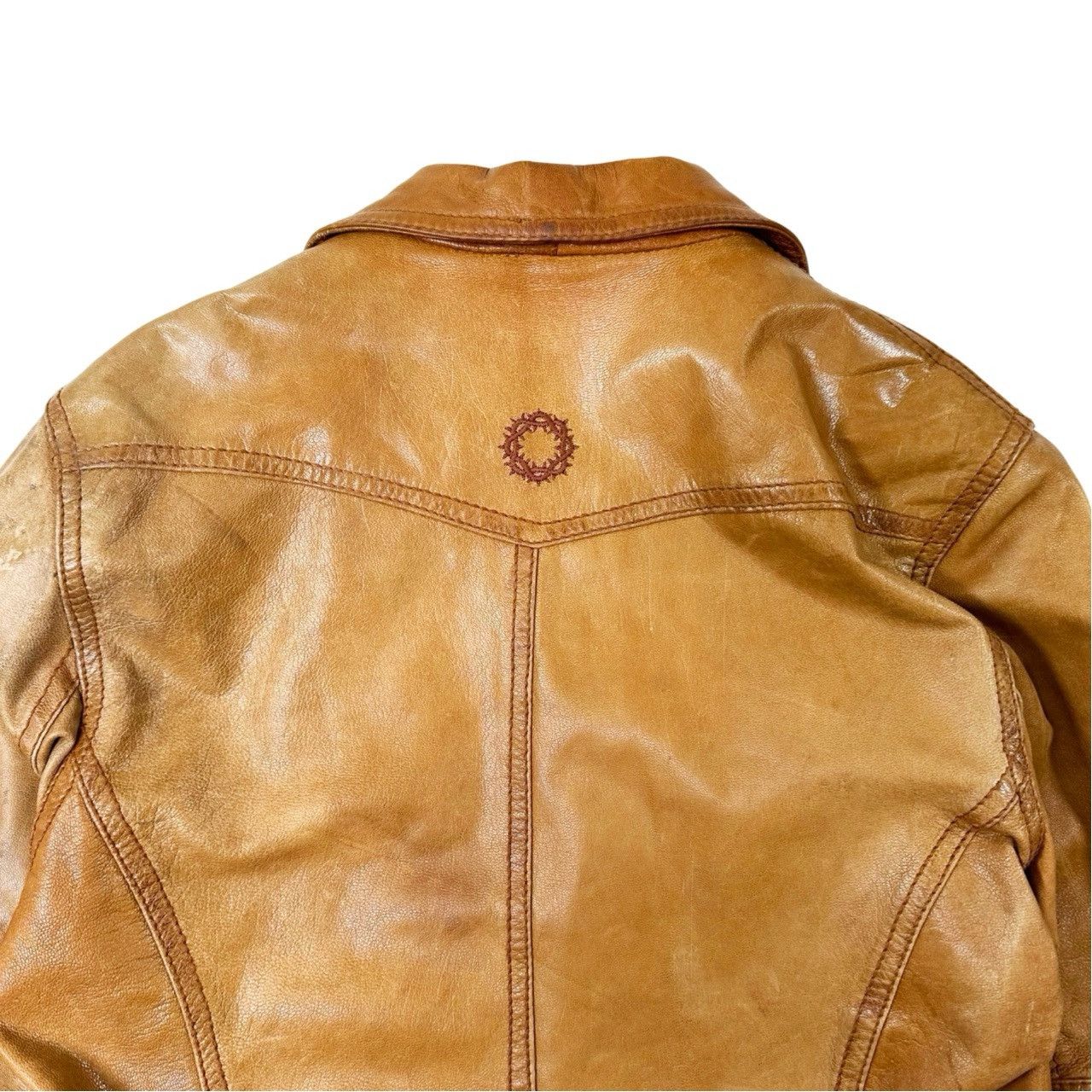Vintage Vintage 00s Y2K Gsuss Industries Tan Leather Button Up Size US L / EU 52-54 / 3 - 6 Thumbnail