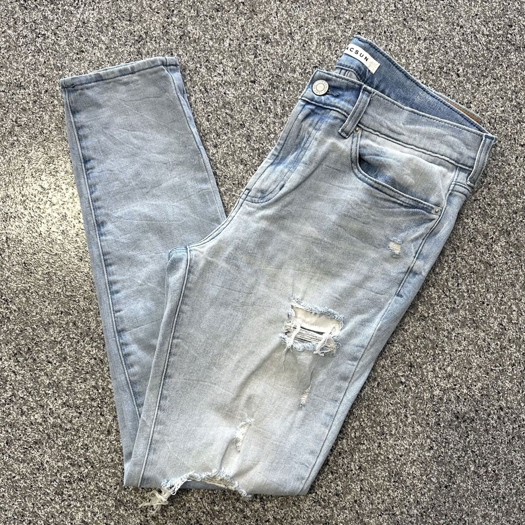 Pacsun Pacsun Jeans Mens 31x30 Slim Skinny Stretch Denim Light Wash Distressed Blue Jeans Mens 31 Regular Cotton Spandex 5-Pocket Denim Size US 31 - 2 Thumbnail