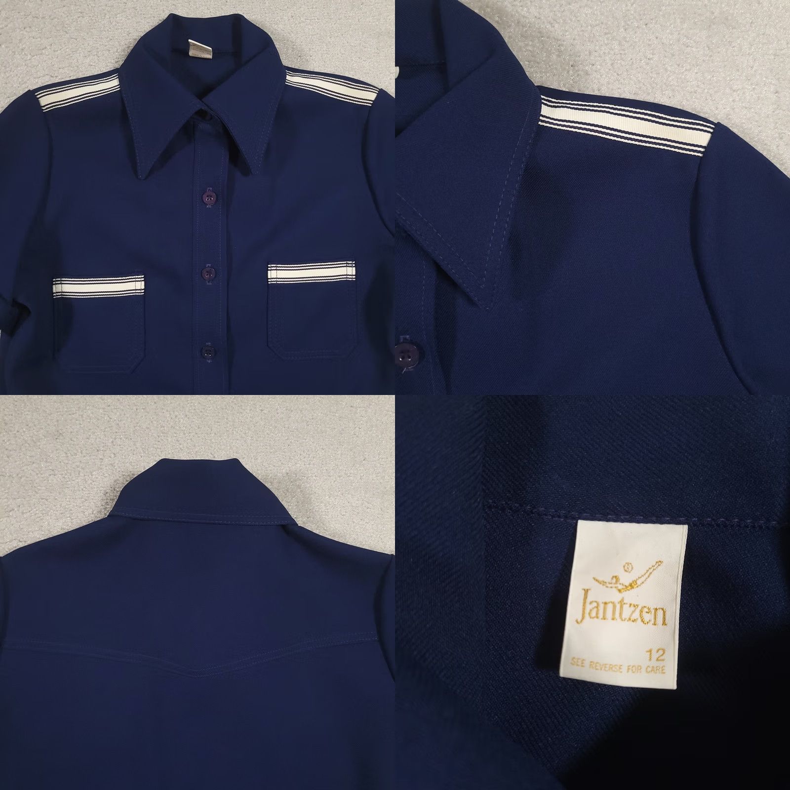 Jantzen VINTAGE Jantzen Top Shirt Womens 12 Blue Button Up Short Sleeve 70s Size XL / US 12-14 / IT 48-50 - 8 Thumbnail