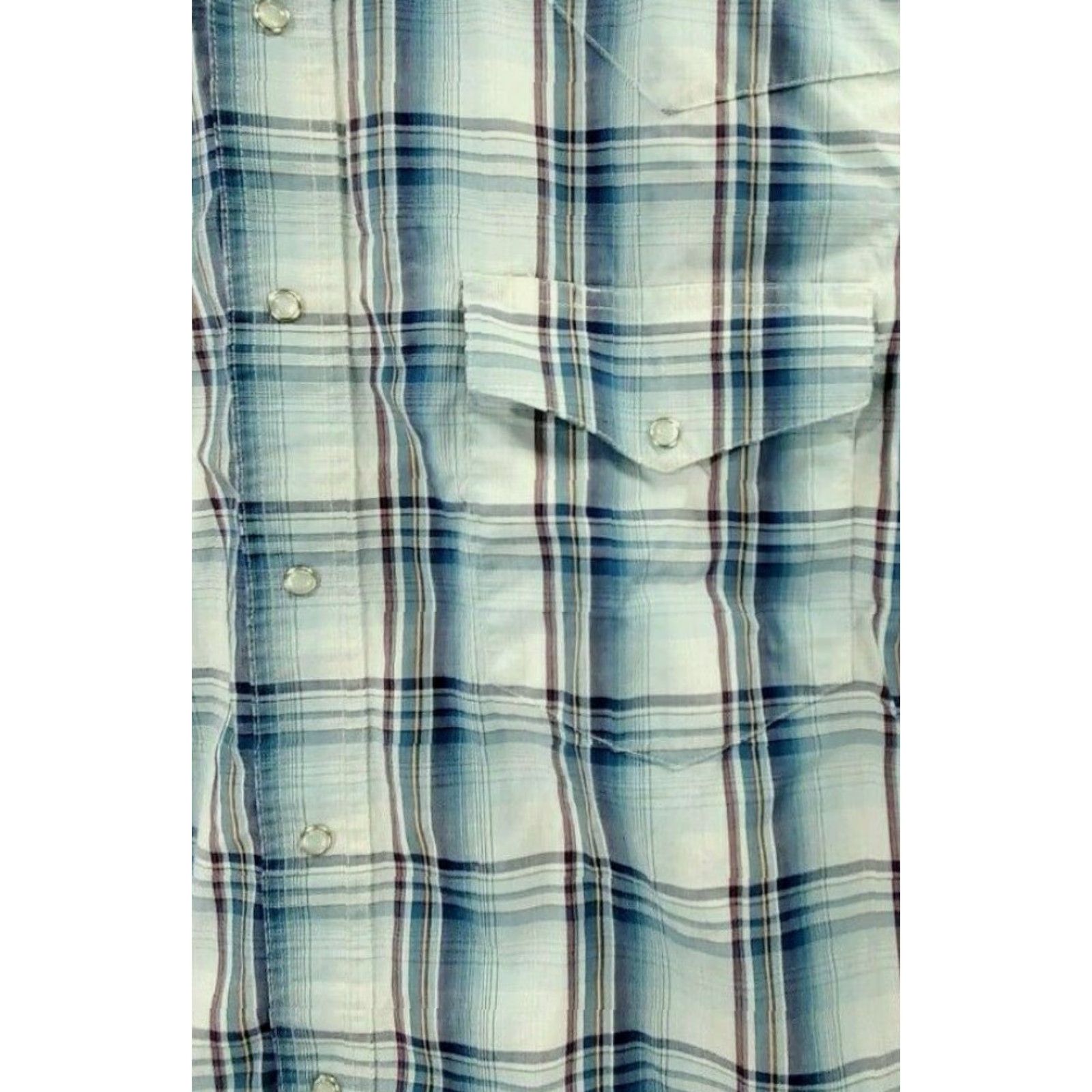 Wrangler VINTAGE WRANGLER WACH30034 Mens Size L Blue Plaid Pearl Snap Western Long Sleeve Shirt Size US L / EU 52-54 / 3 - 2 Thumbnail