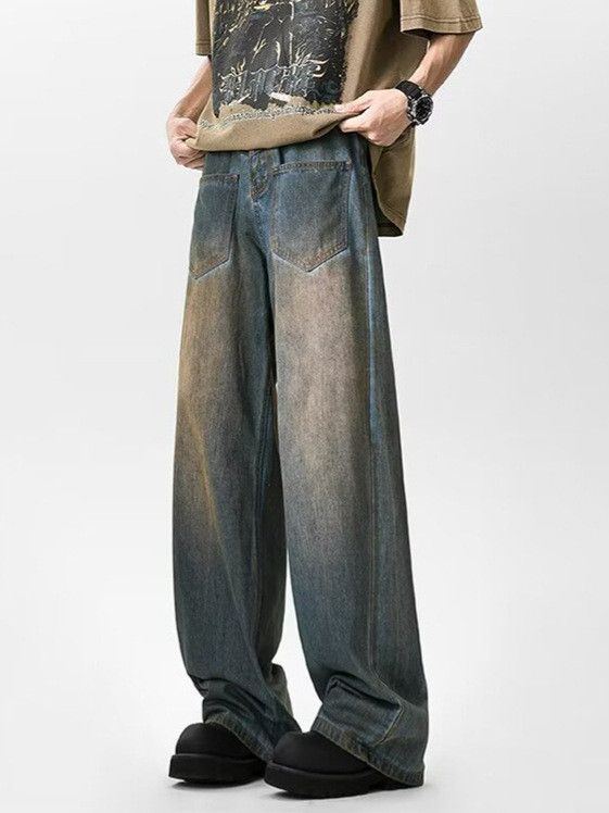 Japanese Brand Men's vintage distressed washed loose wide-leg jeans Size US 32 / EU 48 - 2 Thumbnail