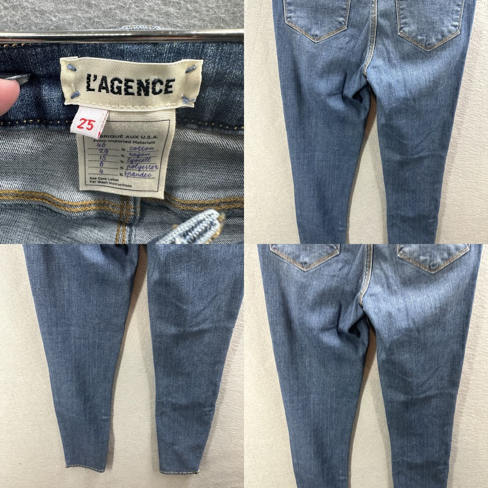 L'AGENCE L'AGENCE Margot Skinny High Rise Jeans Women 25 Blue Denim Slim 5-Pocket Mid Rise 26in Inseam Vintage? No (Dark Wash) - Regular Size Womens Jeans Size 42" / US 20 - 8 Thumbnail