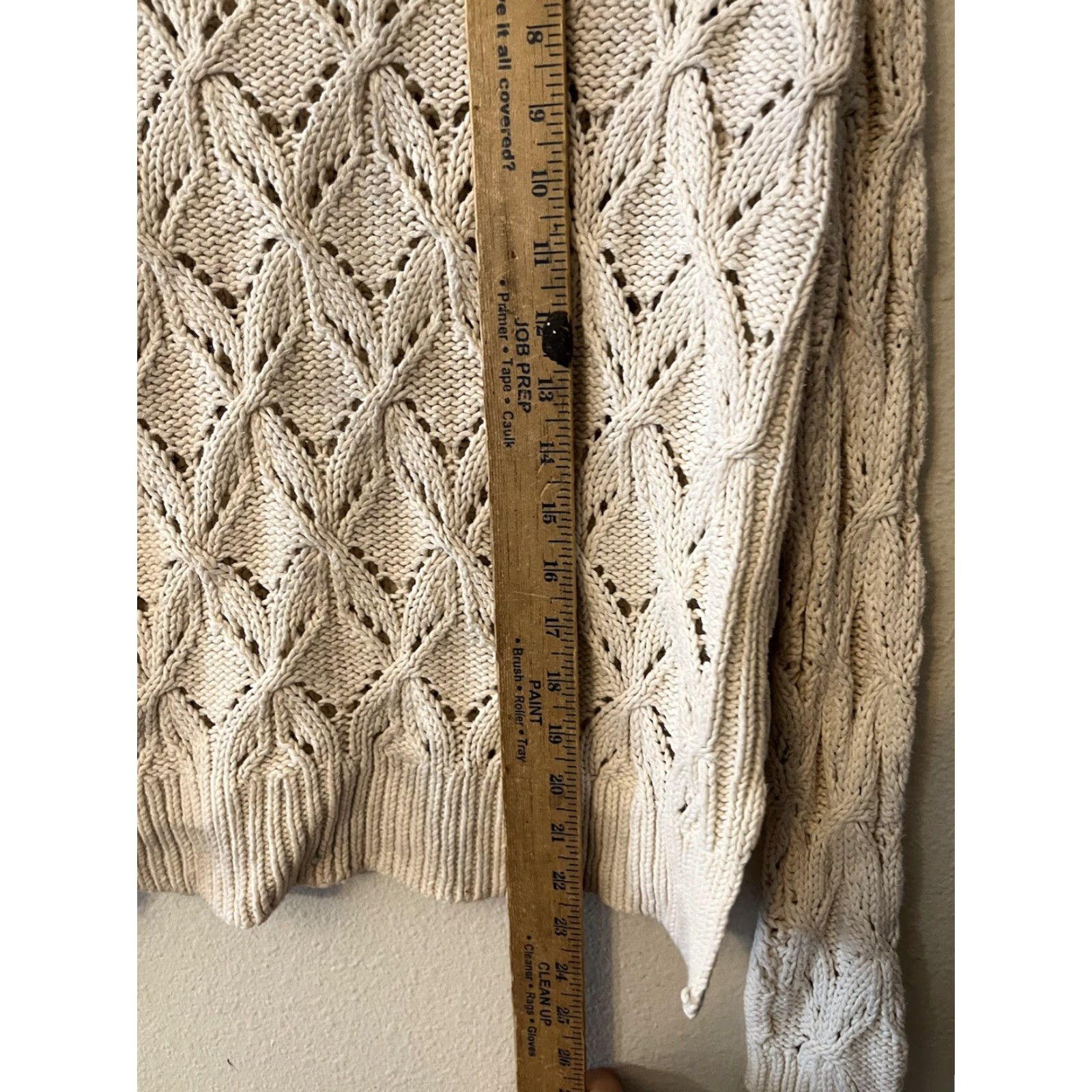 Loft LOFT Ivory Lace Knit Crew Neck Sweater Women's S Open-Knit Casual Pullover Size S / US 4 / IT 40 - 4 Thumbnail
