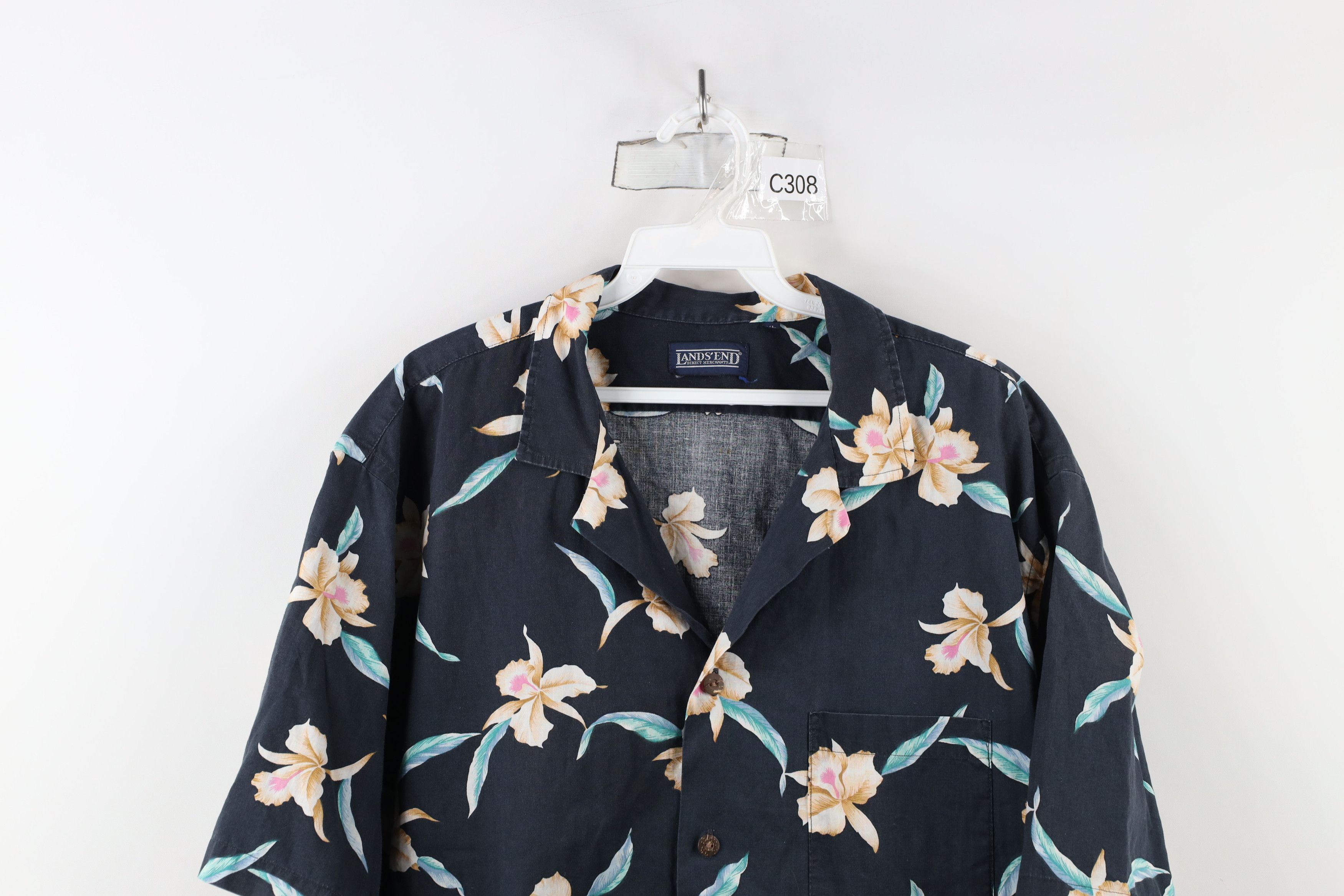 Lands' End × Vintage Vintage 90s Lands End Flower Camp Collar Button Shirt USA Size US XL / EU 56 / 4 - 2 Thumbnail
