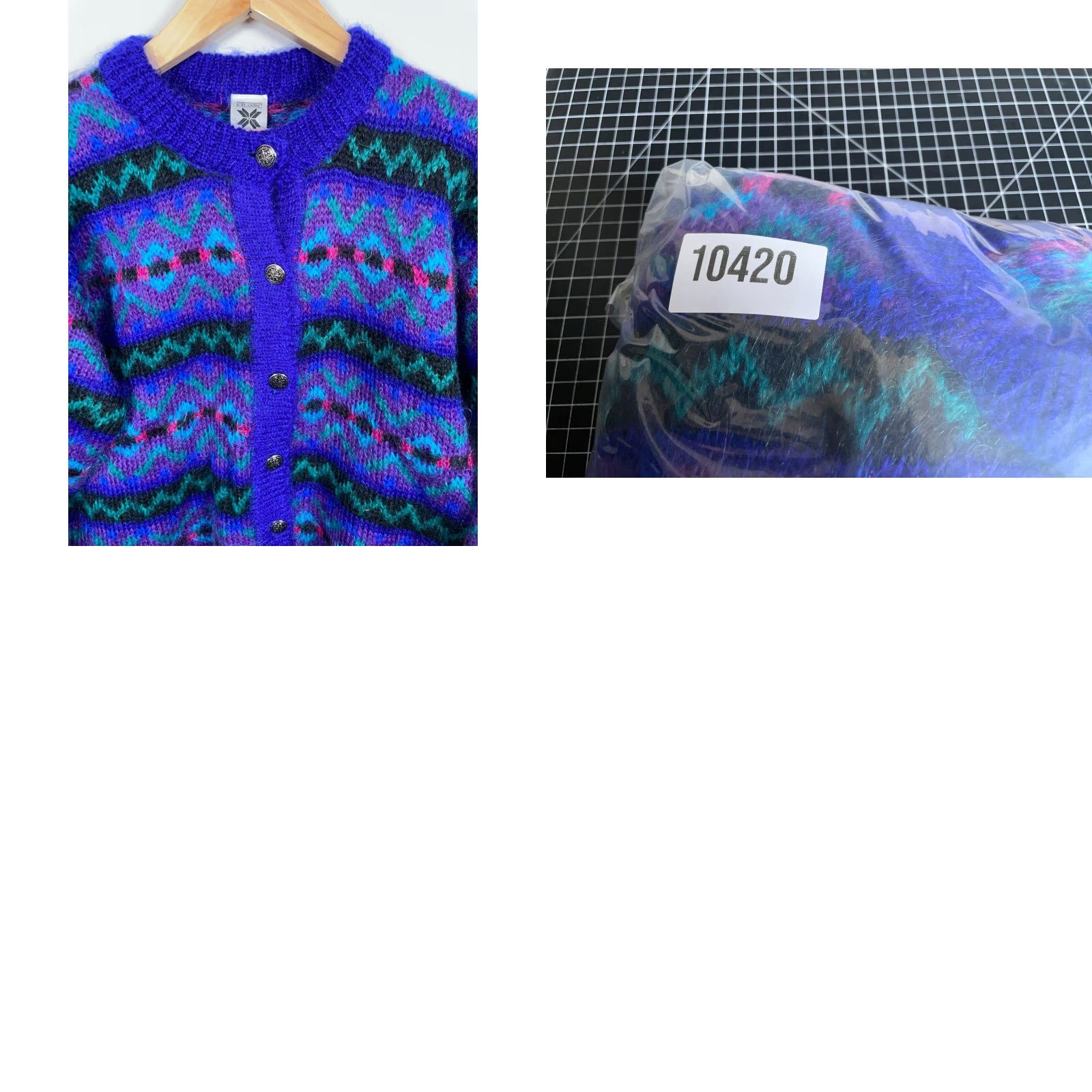 Vintage VINTAGE Icelandic Design Cardigan Sweater Geometric Blue Heavyweight Mohair Blend Long Sleeve Crew Neck Women M Size M / US 6-8 / IT 42-44 - 9 Thumbnail