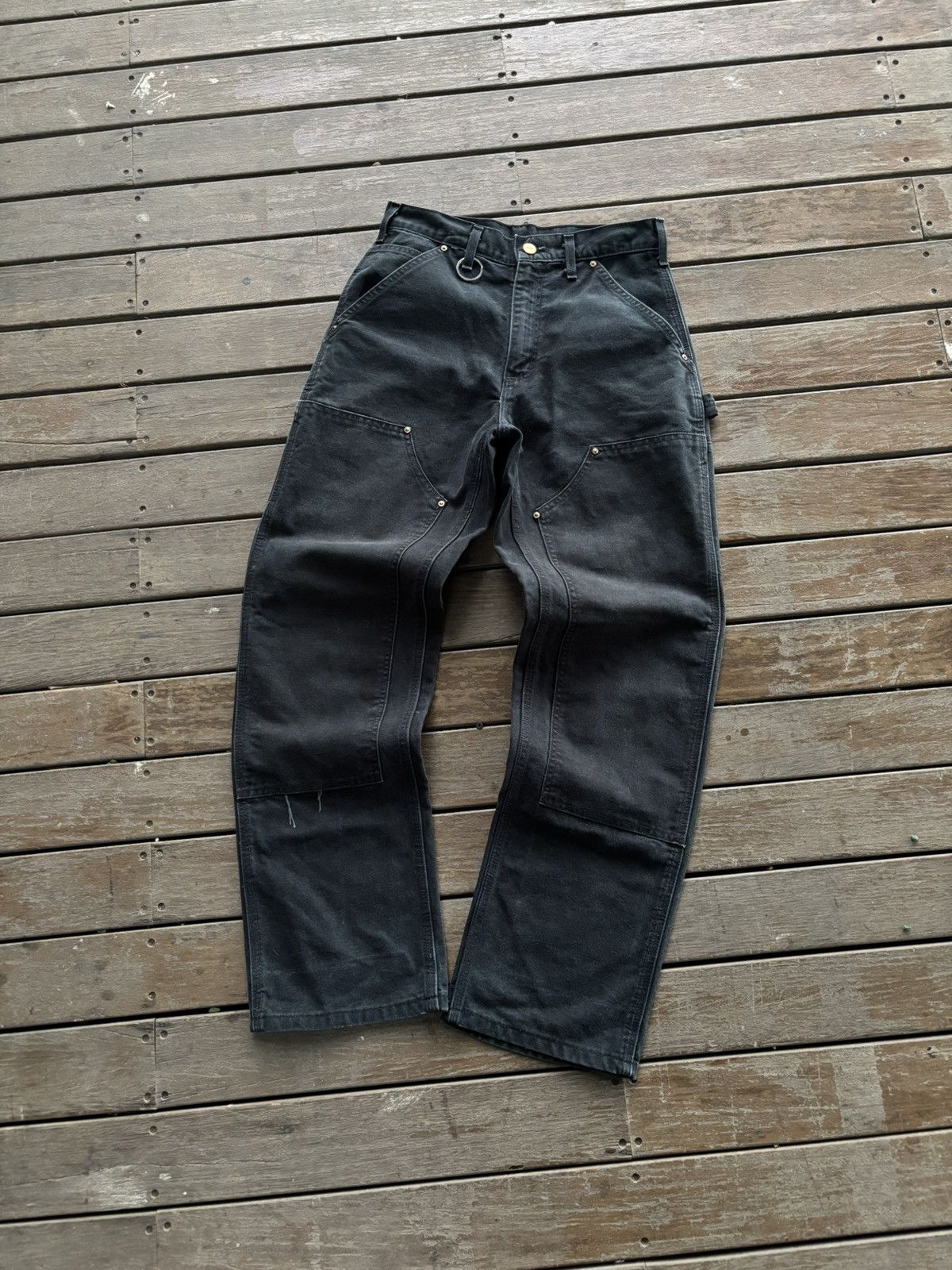 Carhartt ❤️‍🔥SOLD❤️‍🔥Vintage Faded Carhartt Doubleknee B01-BLK🖤 Size US 28 / EU 44 - 5 Thumbnail