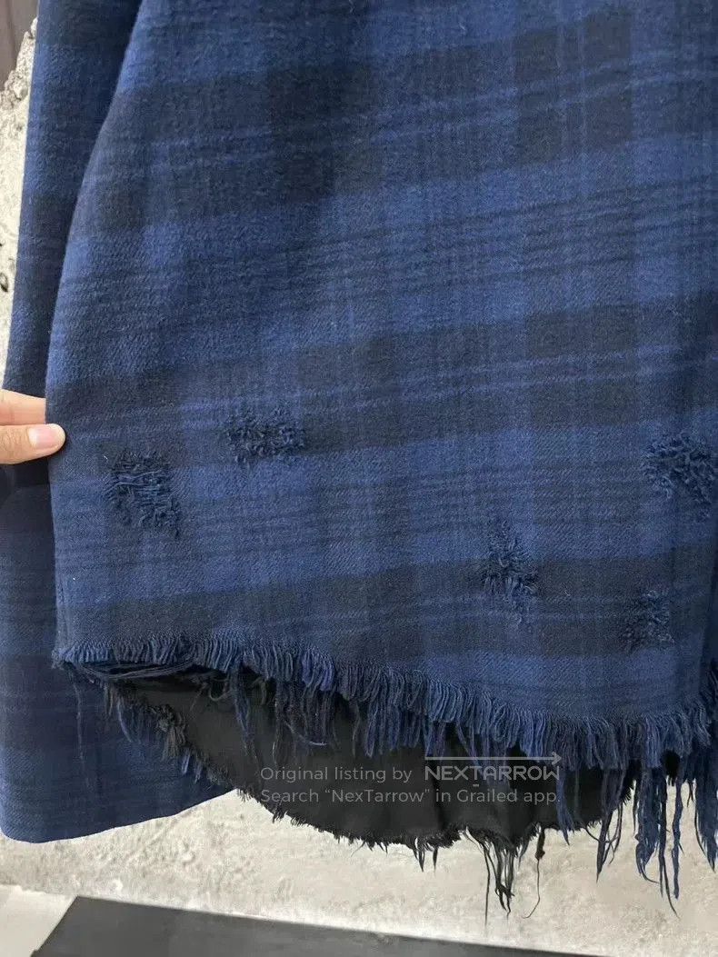 Balenciaga Balenciaga Black Blue Plaid Distressed Shirt. Size US XXS / EU 40 - 6 Thumbnail