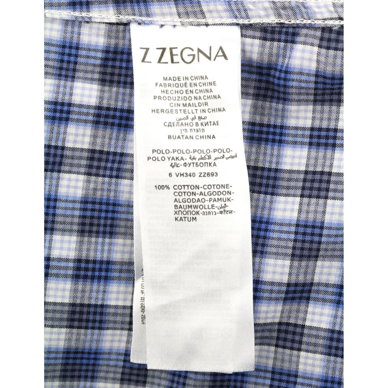 Z Zegna Z ZEGNA Shirt M Blue Plaid Button Front Spread Short Sleeve Men's Size US M / EU 48-50 / 2 - 7 Thumbnail