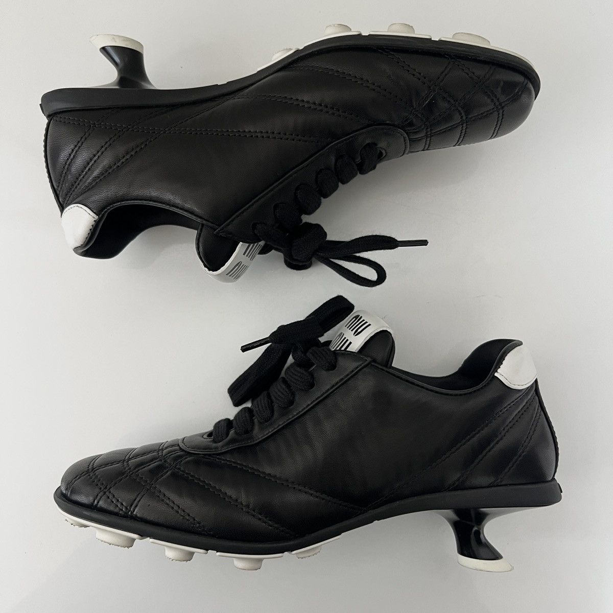 Miu Miu Miu Miu Leather Soccer Heels Size US 4.5 / IT 34.5 - 1 Thumbnail