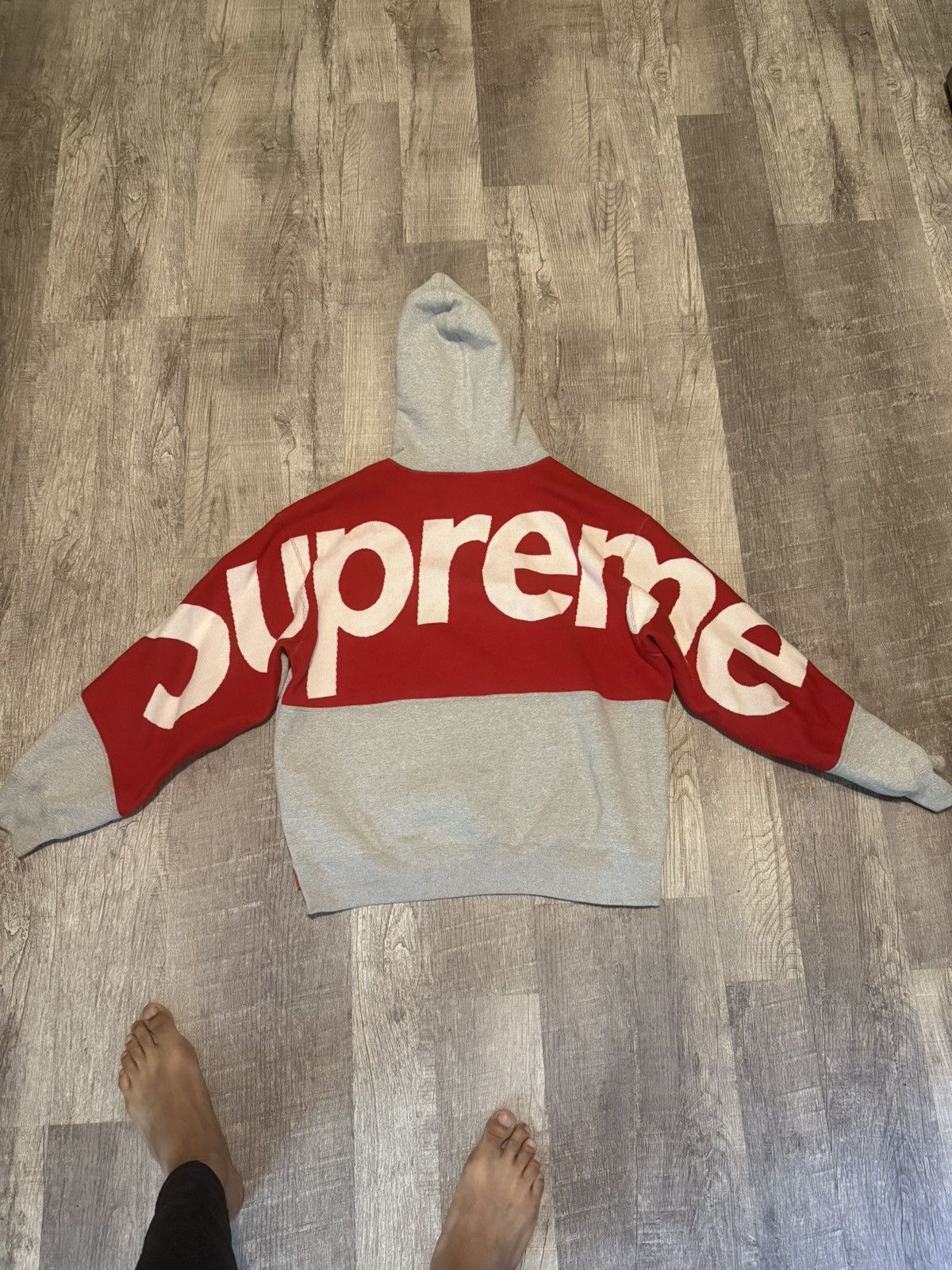 Supreme Grey & Red Supreme Thick Hoodie Size US M / EU 48-50 / 2 - 2 Thumbnail