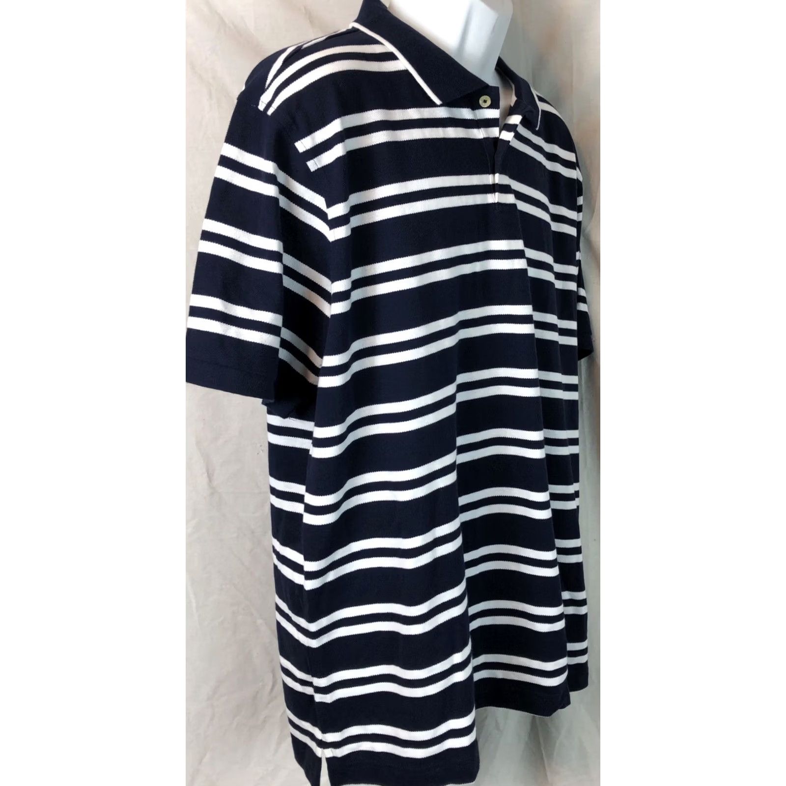 Club Room Club Room Polo Shirt XL Blue/White Stripe Shirt Regular Men’s Color Blue Polo Size US XL / EU 56 / 4 - 2 Thumbnail