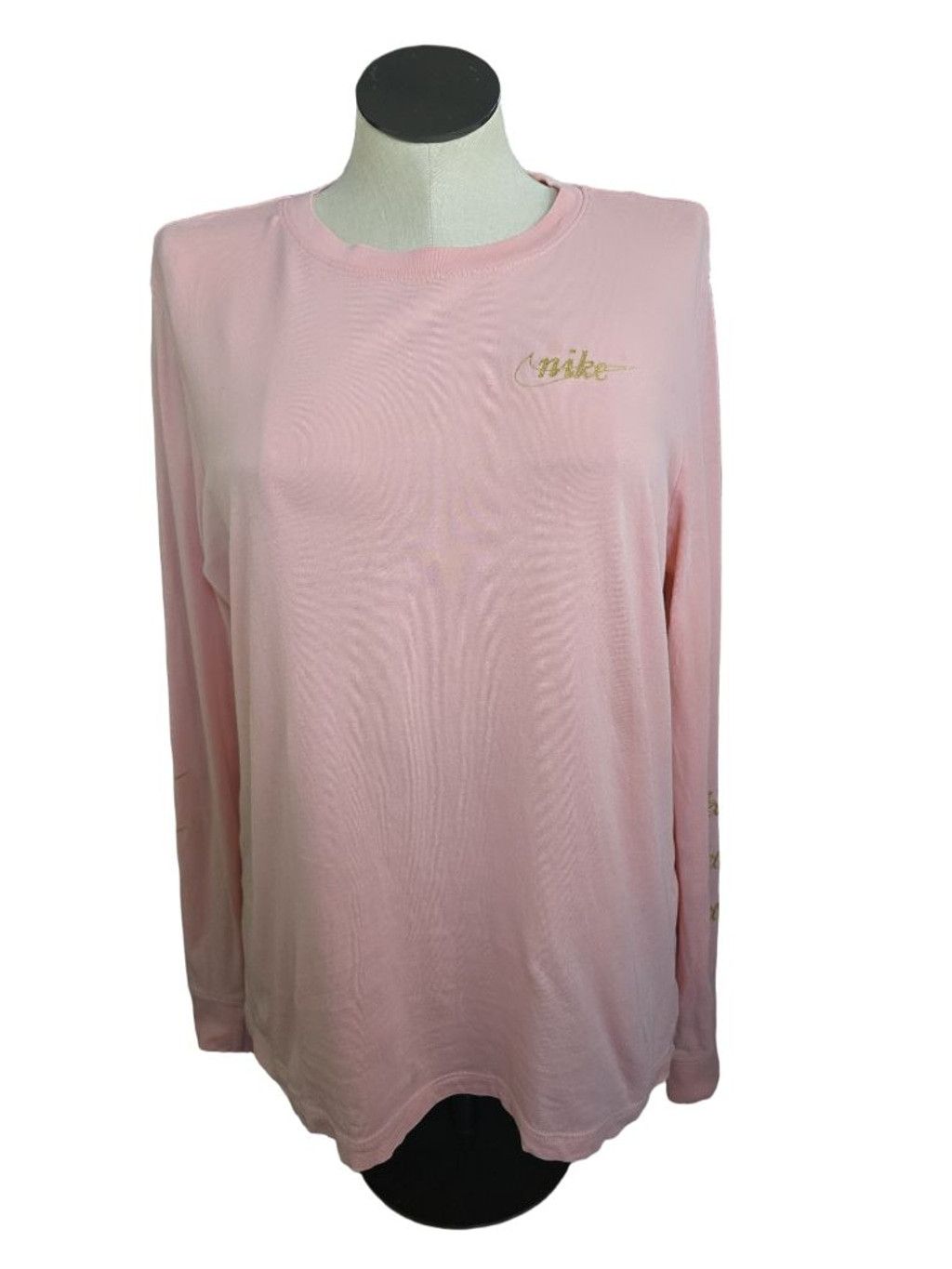 Nike Women's Nike Pink Long Sleeve Tee with Gold Logo - Size L Size L / US 10 / IT 46 - 1 Thumbnail