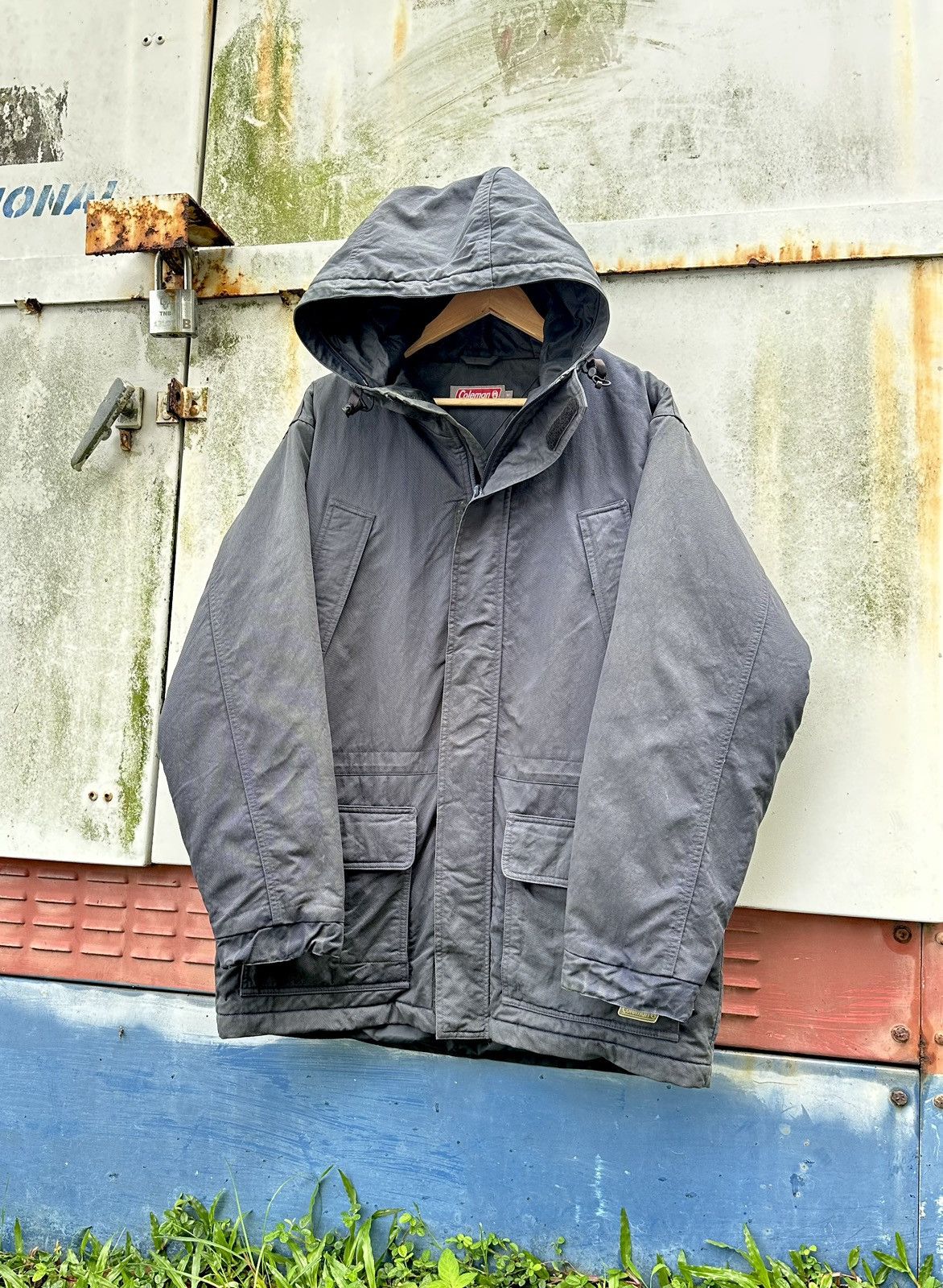 Vintage 👹Vintage Sun Faded Coleman Hooded Utility Jacket Size US L / EU 52-54 / 3 - 5 Thumbnail