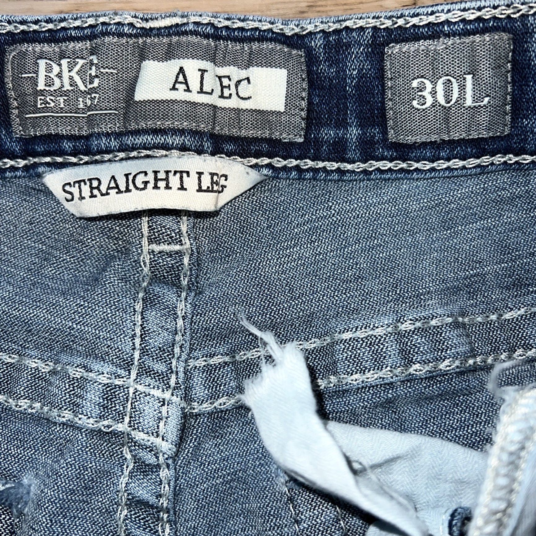 BKE BKE Alec Distressed Jeans Mens Size 31 Inseam 34 Straight Leg Blue Size US 31 - 5 Thumbnail
