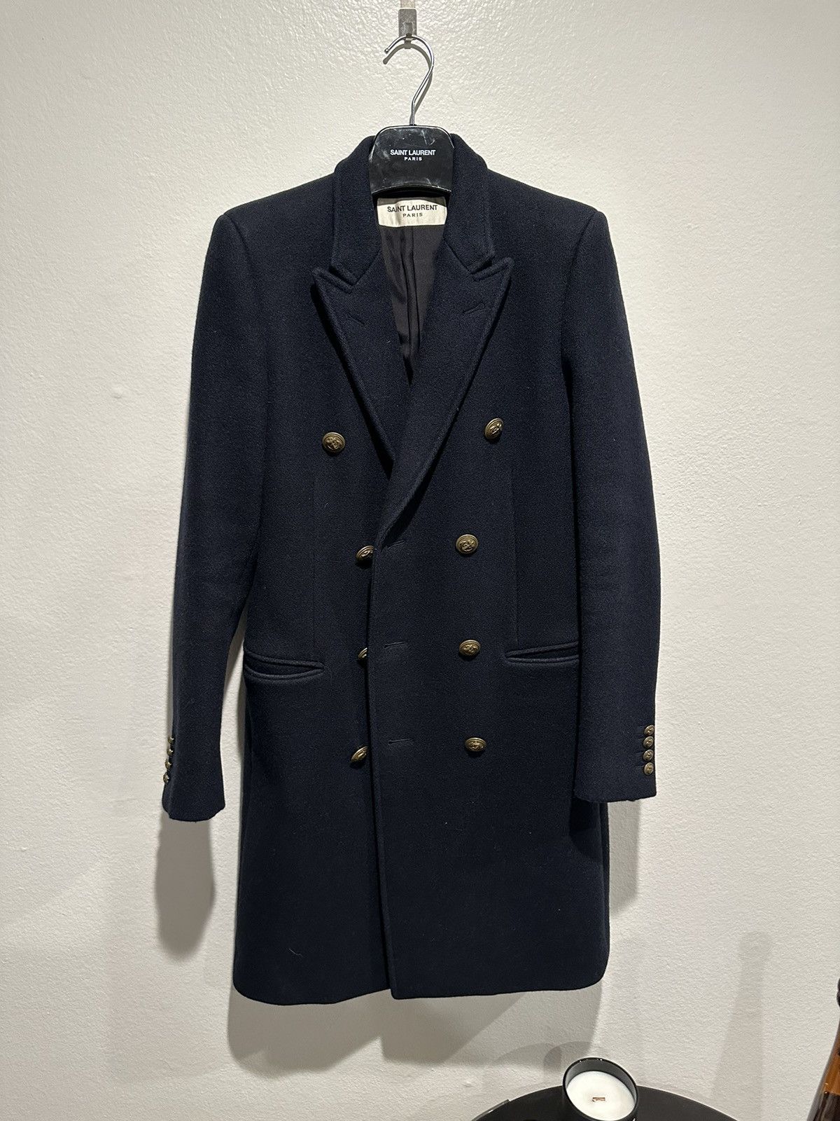 image of Hedi Slimane x Saint Laurent Paris Fw13 Navy Allure Peacoat, Men's (Size Small)