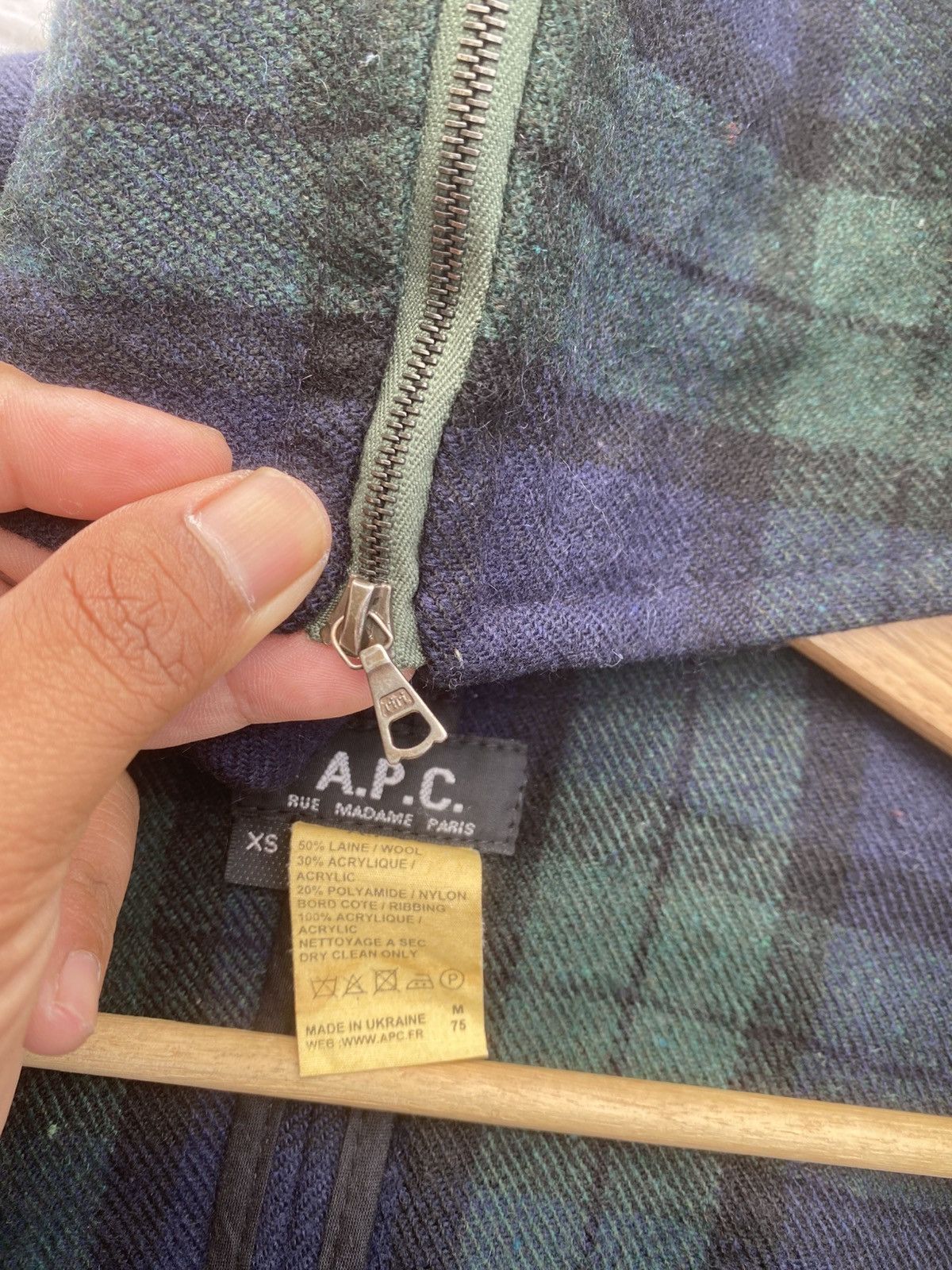 A.P.C. Rare Vintage A.P.C Checkered Wool Hooded Jacket Size US XS / EU 42 / 0 - 16 Thumbnail