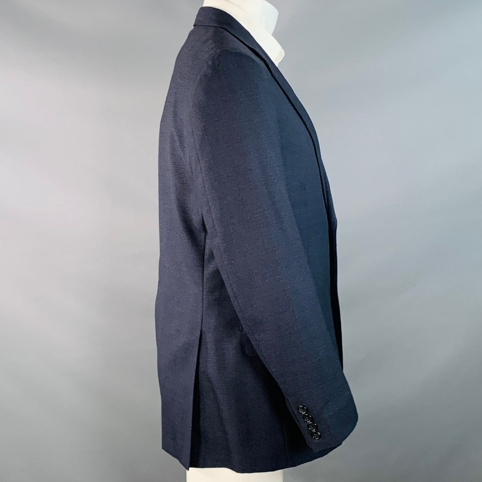 Ermenegildo Zegna Size 40 Navy Black Checkered Wool Sport Coat Size 40R - 3 Thumbnail