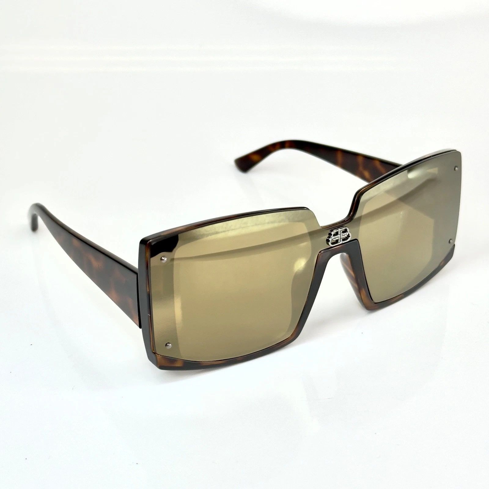 Balenciaga BALENCIAGA BB0081S Square Brown Gold Mirror 0081 005 Size ONE SIZE - 2 Thumbnail