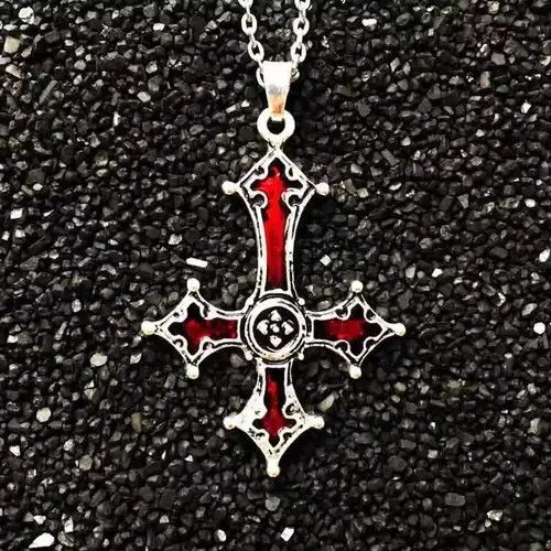 Japanese Brand Chrome Red Silver Cross Goth God Pendant Necklace Star Demon Size ONE SIZE - 4 Thumbnail