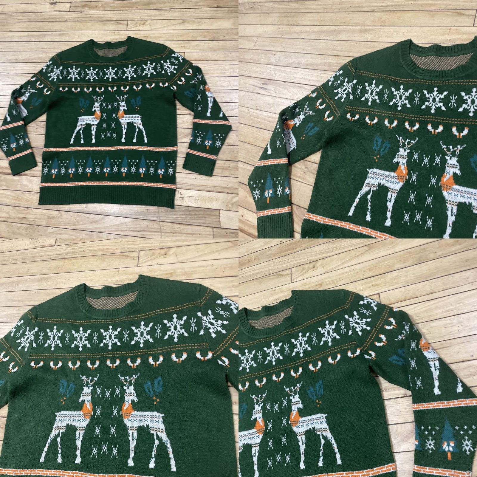 Shein SheIn Ugly Christmas Sweater Adult XL Holiday Reindeer Snowflake Print Green Shirt Pullover KnIT Crew Neck Men Men Christmas Holiday Theme 90s? Size US XL / EU 56 / 4 - 9 Thumbnail
