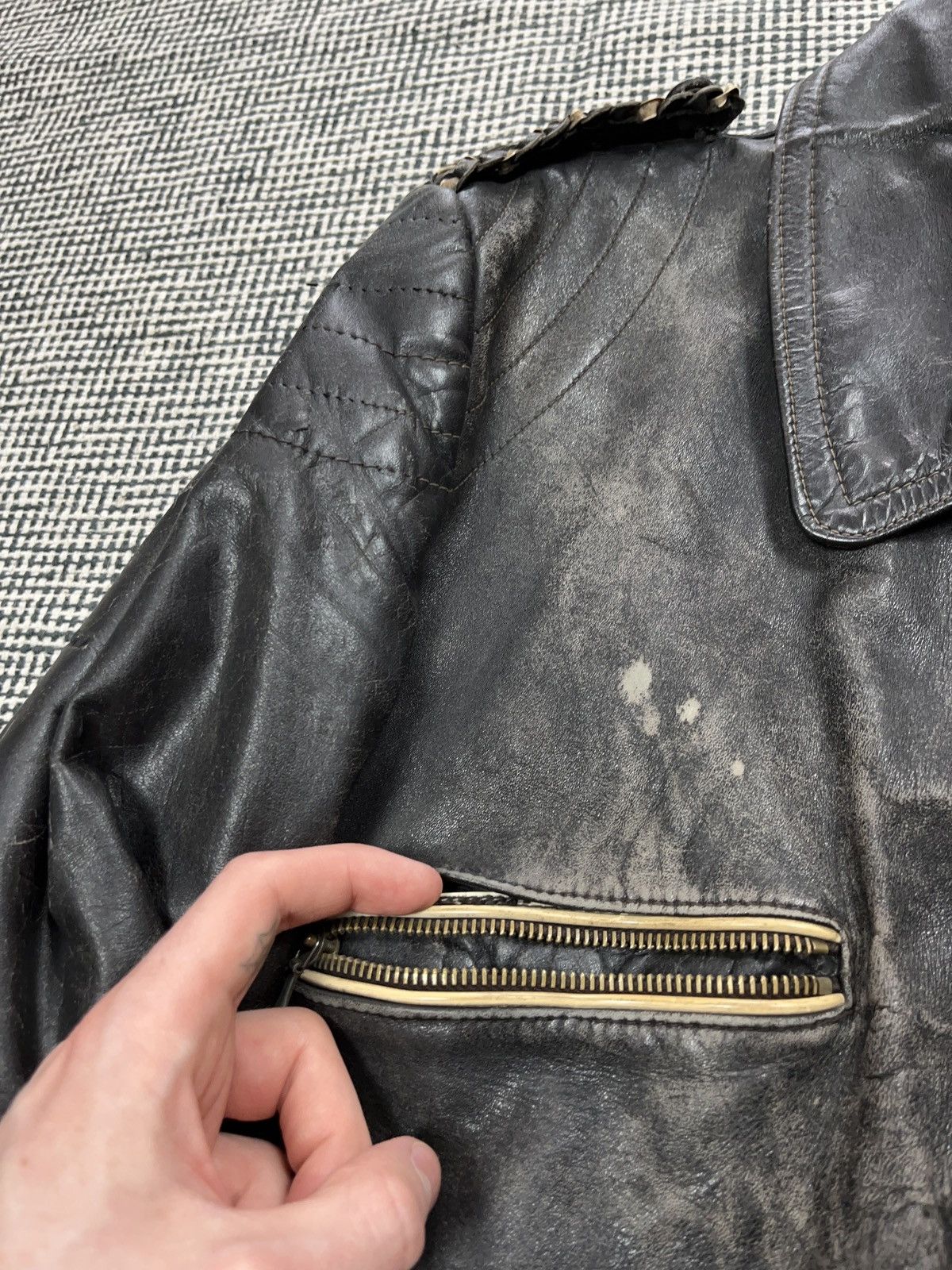 Genuine Leather 40s/50s Germany WW2 Luftwaffe motorcycle leather jacket Size US M / EU 48-50 / 2 - 15 Thumbnail