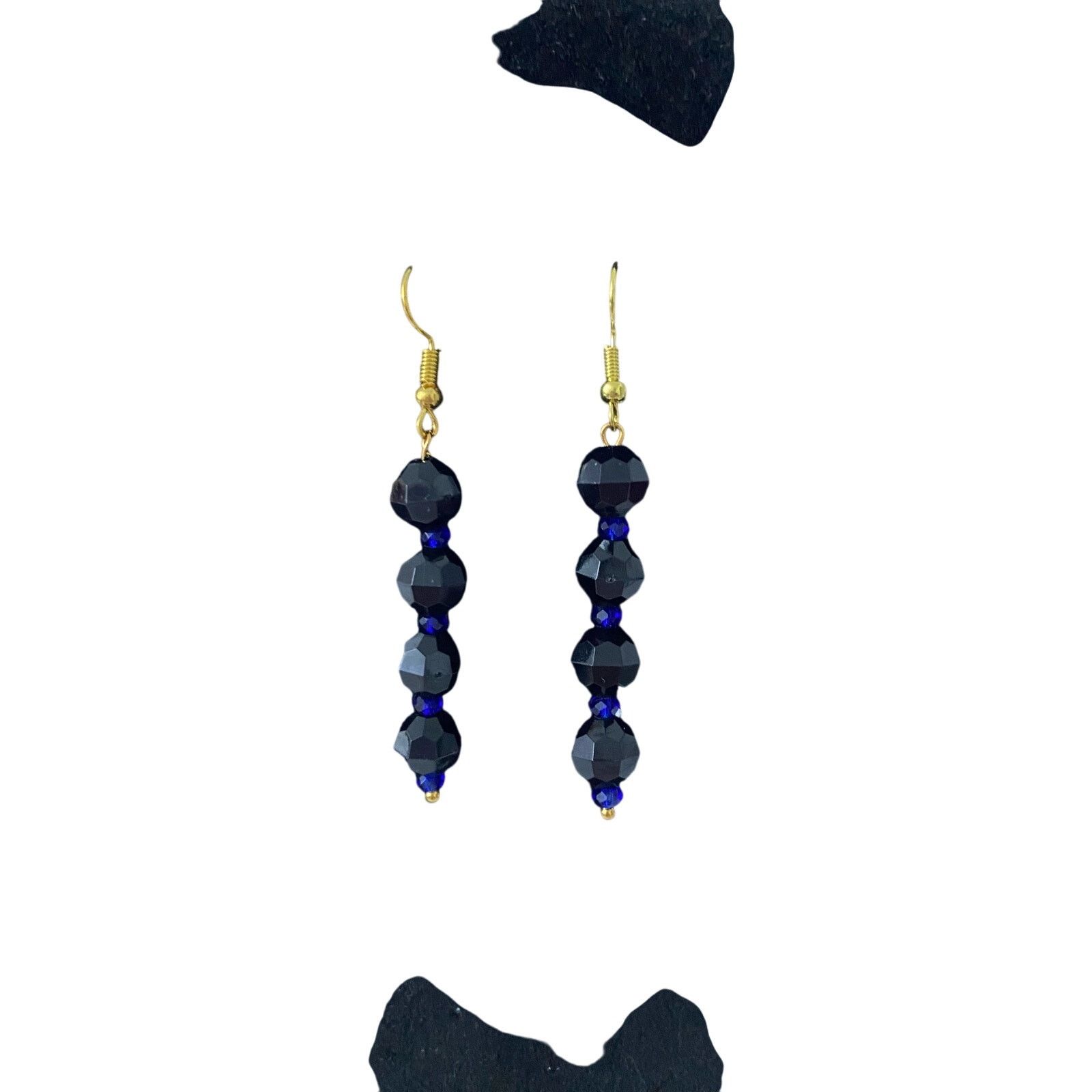 Handmade black and blue bead earrings Size ONE SIZE - 2 Thumbnail
