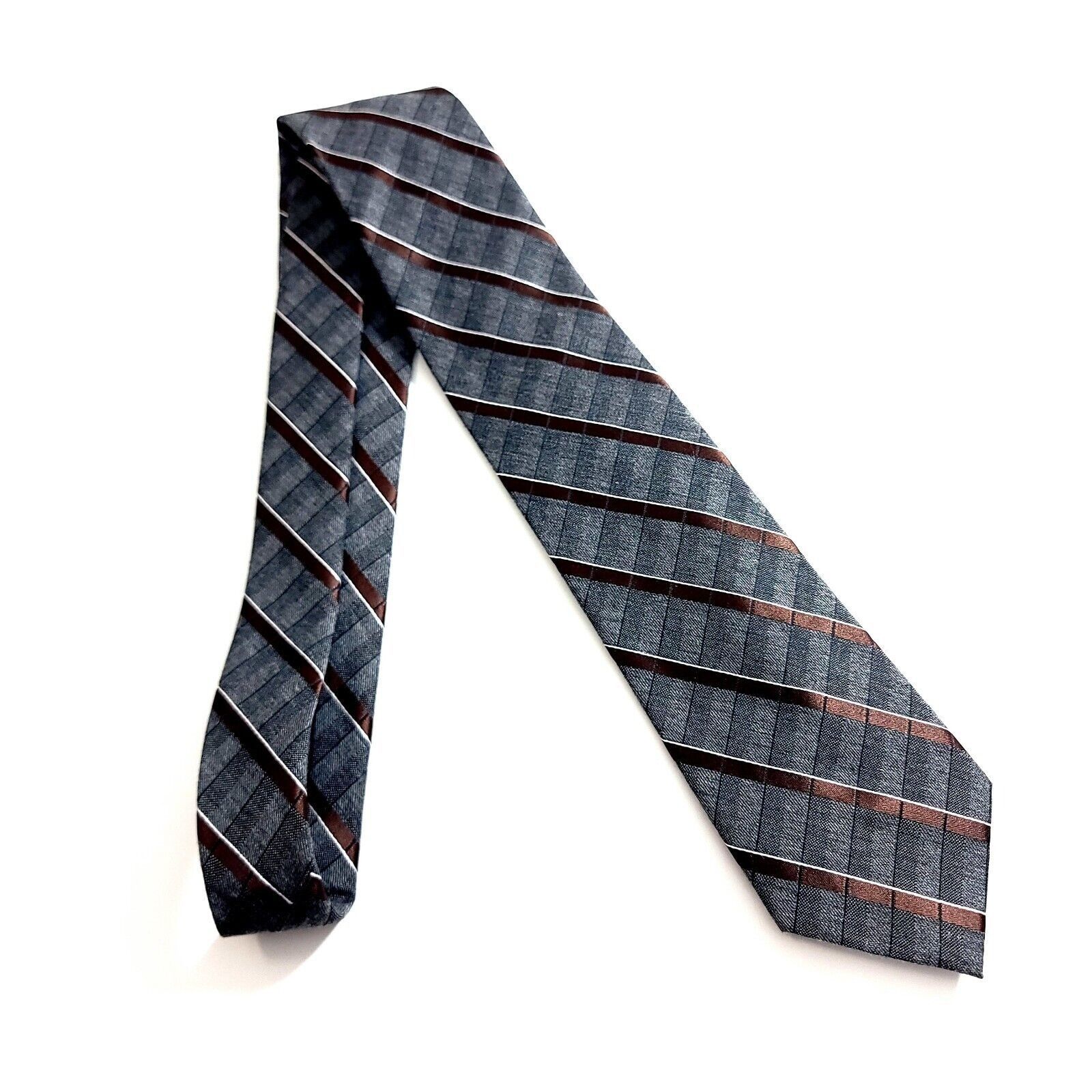 Jones New York Jones New York Gray Striped Woven Polka Dot Brown Polyester Size ONE SIZE - 6 Thumbnail