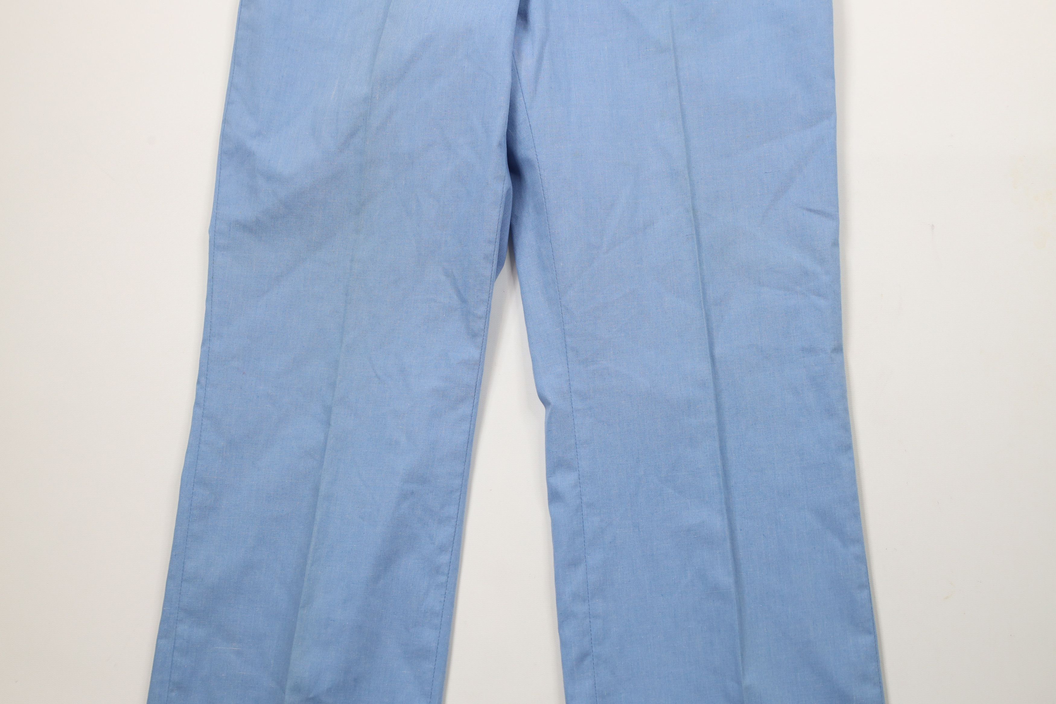 Vintage Vintage 70s Streetwear Chambray Wide Leg Chino Pants Blue Size US 30 / EU 46 - 3 Thumbnail