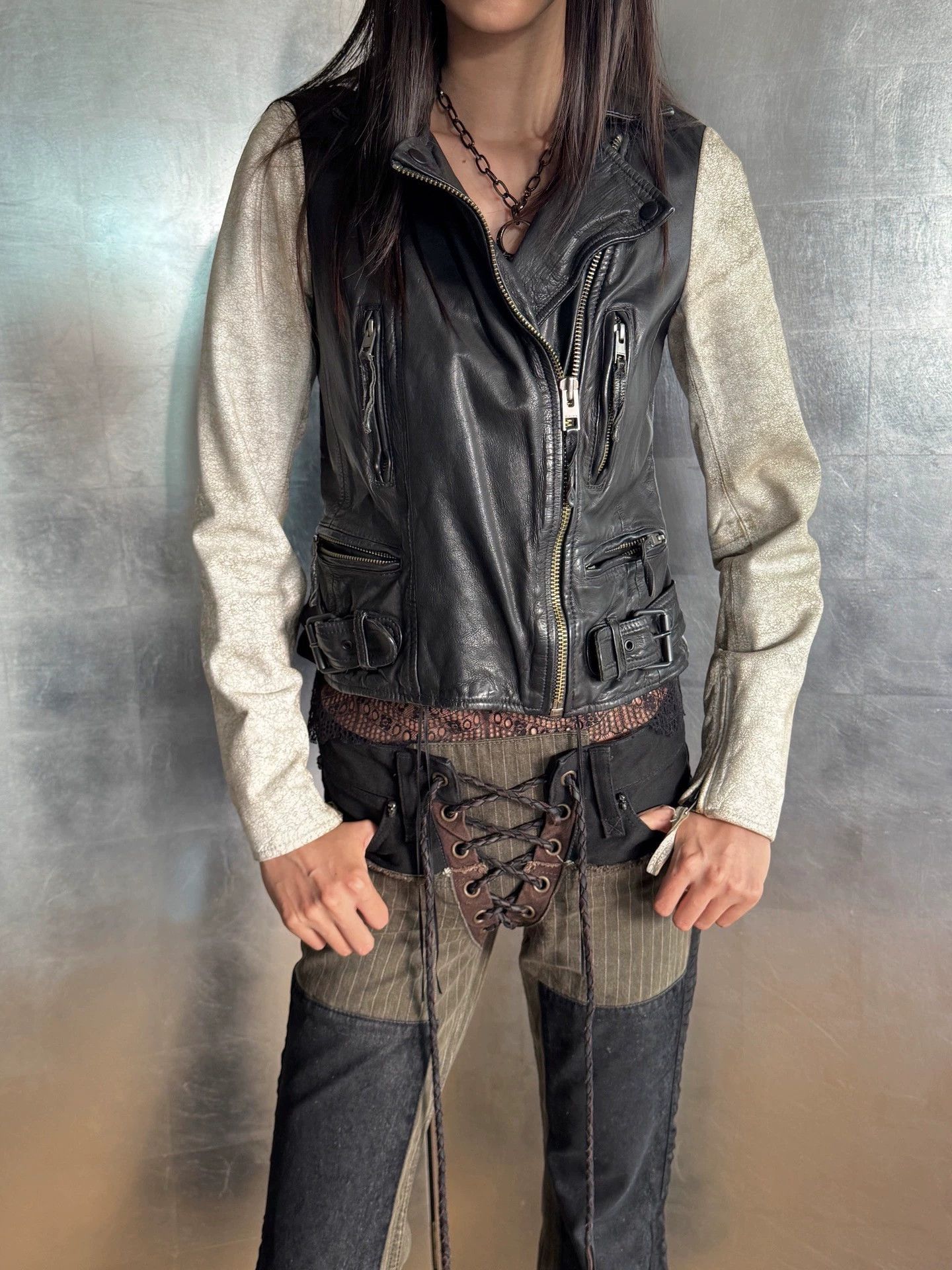 Other British Brand Cowhide Colorblock Vtg Biker Jkt Size S / US 4 / IT 40 - 5 Thumbnail