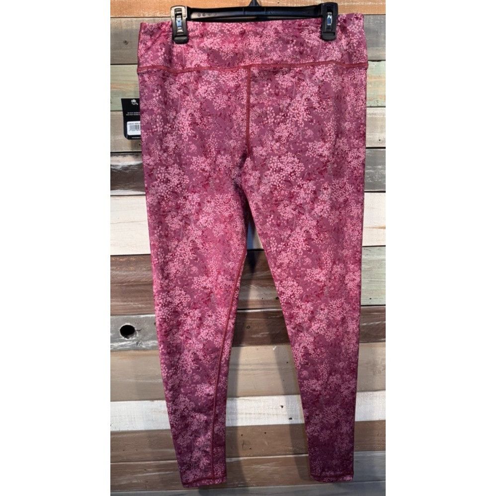 Disney Woman's BOOMBAH Colorful Pink Red Floral Leggings LARGE New Size 34" / US 12 / IT 48 - 3 Thumbnail