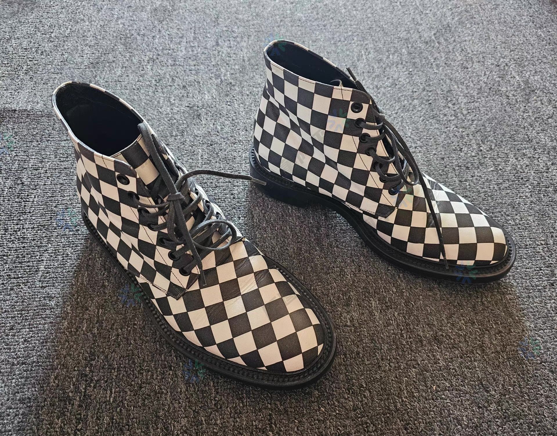 Saint Laurent Paris Saint Laurent Black and White Checkered Boots, Size US 7 / EU 40 - 3 Thumbnail
