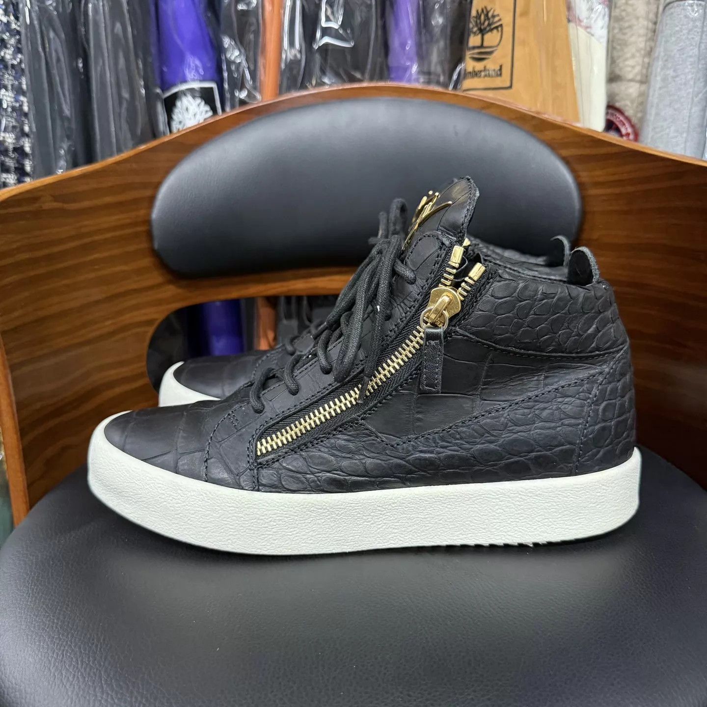 Giuseppe Zanotti GZ Croc Leather Black Casual Shoes 41.5 EU Excellent Size US 8.5 / EU 41-42 - 6 Thumbnail