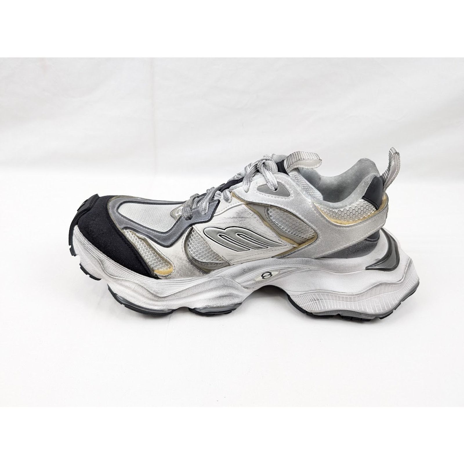 Balenciaga o1rshd1 Suede Mesh Cargo Sneakers in White/Grey Size US 8 / EU 41 - 2 Thumbnail