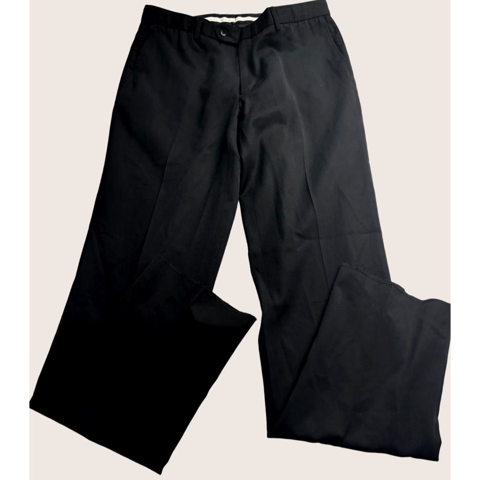 Vintage Tophat New York Dress Pants Men 100% Wool Black USA Raw Hem 36x37 Fits 35x37 Hat Size US 36 / EU 52 - 1 Thumbnail