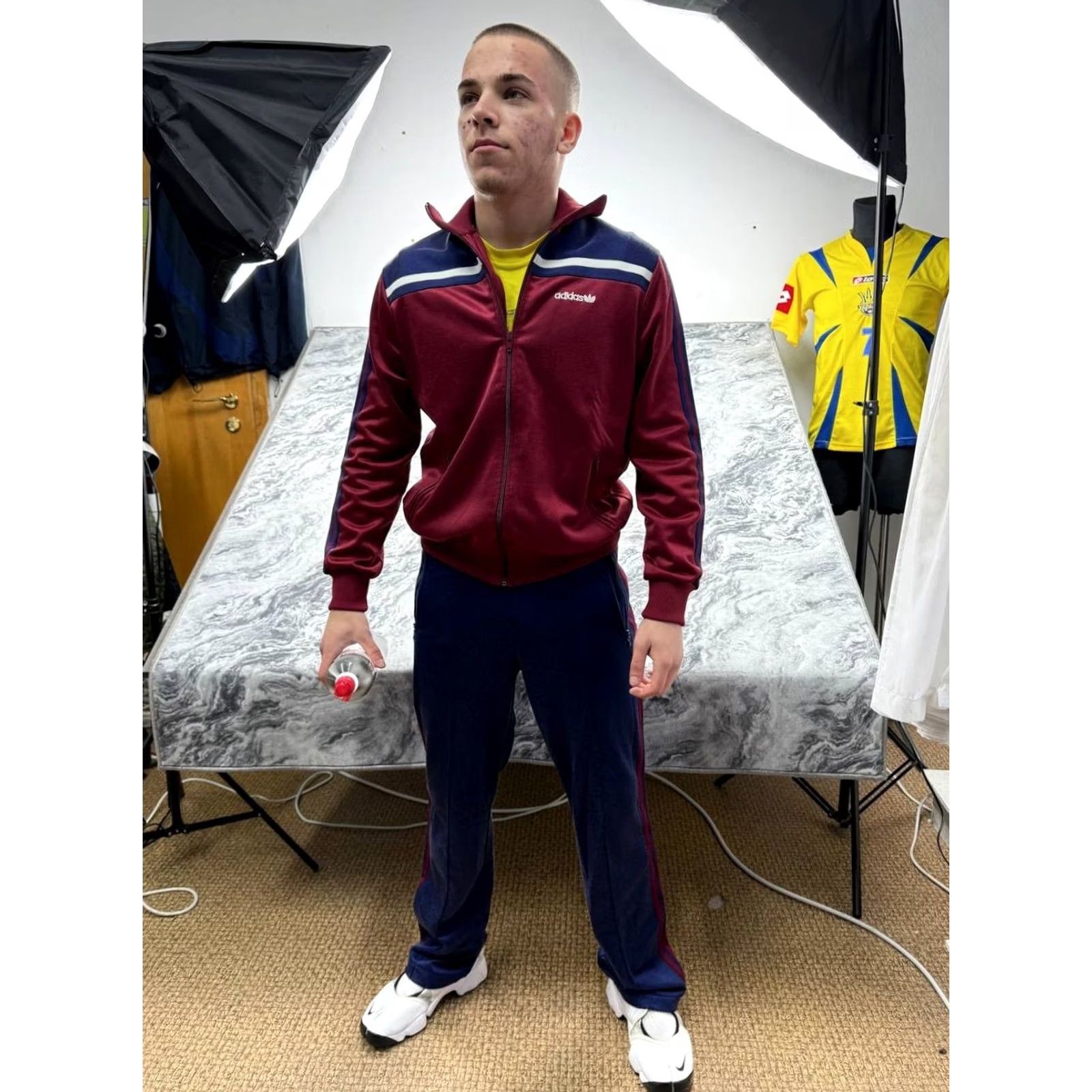 Adidas VINTAGE Adidas Tracksuit Jacket Pants Men M Red 80s Logo Zip Long Sleeve Activewear 2 Piece Set Size 40R - 2 Thumbnail