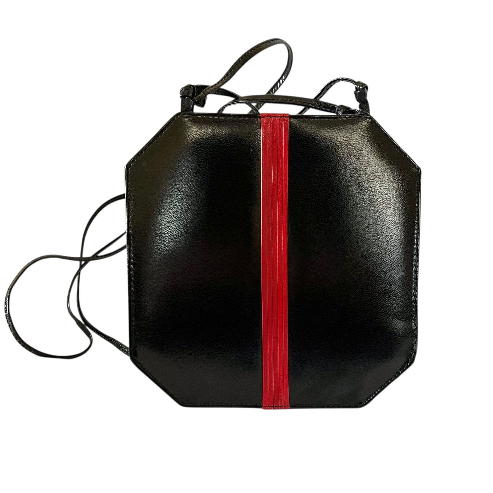 Vintage 1960s Susan Gail Bellido Mod Black Leather Red Stripe Bag Size ONE SIZE - 8 Thumbnail