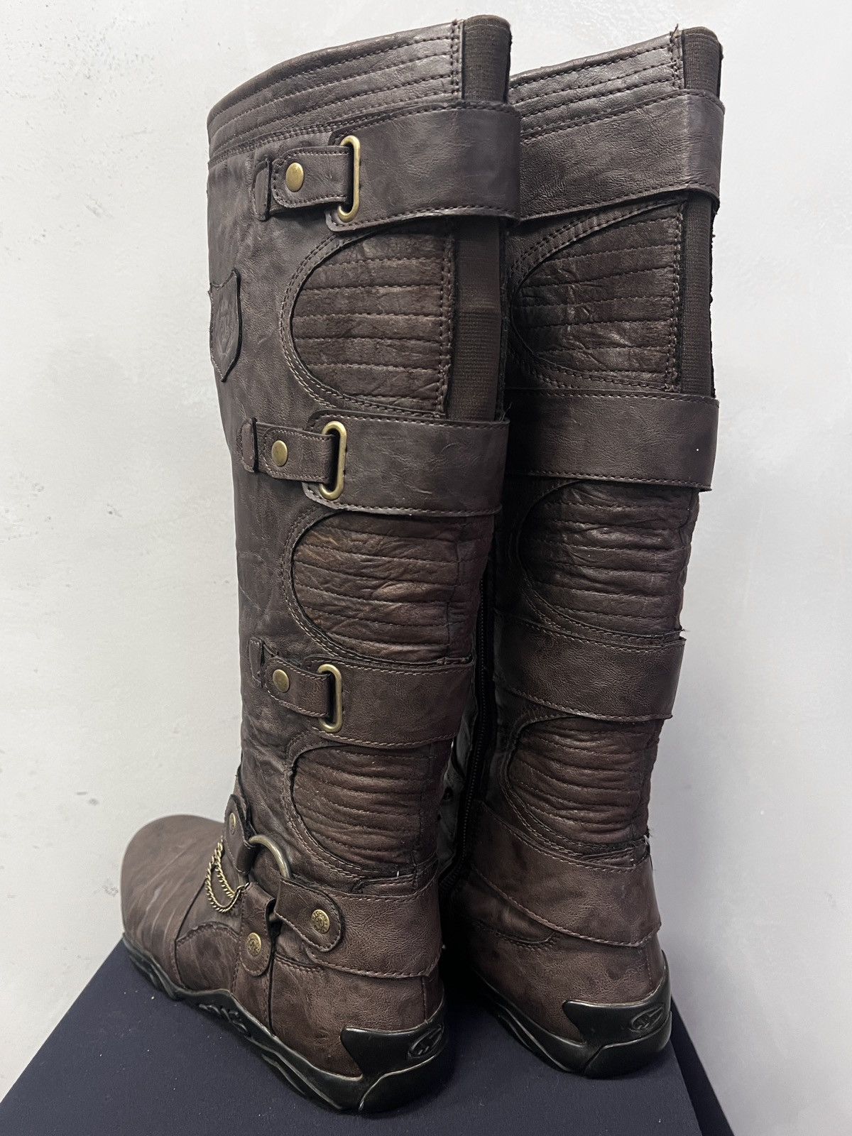 14th Addiction Leather hight moto Balenciaga style straps moto boxing boots Size US 8 / EU 41 - 6 Thumbnail